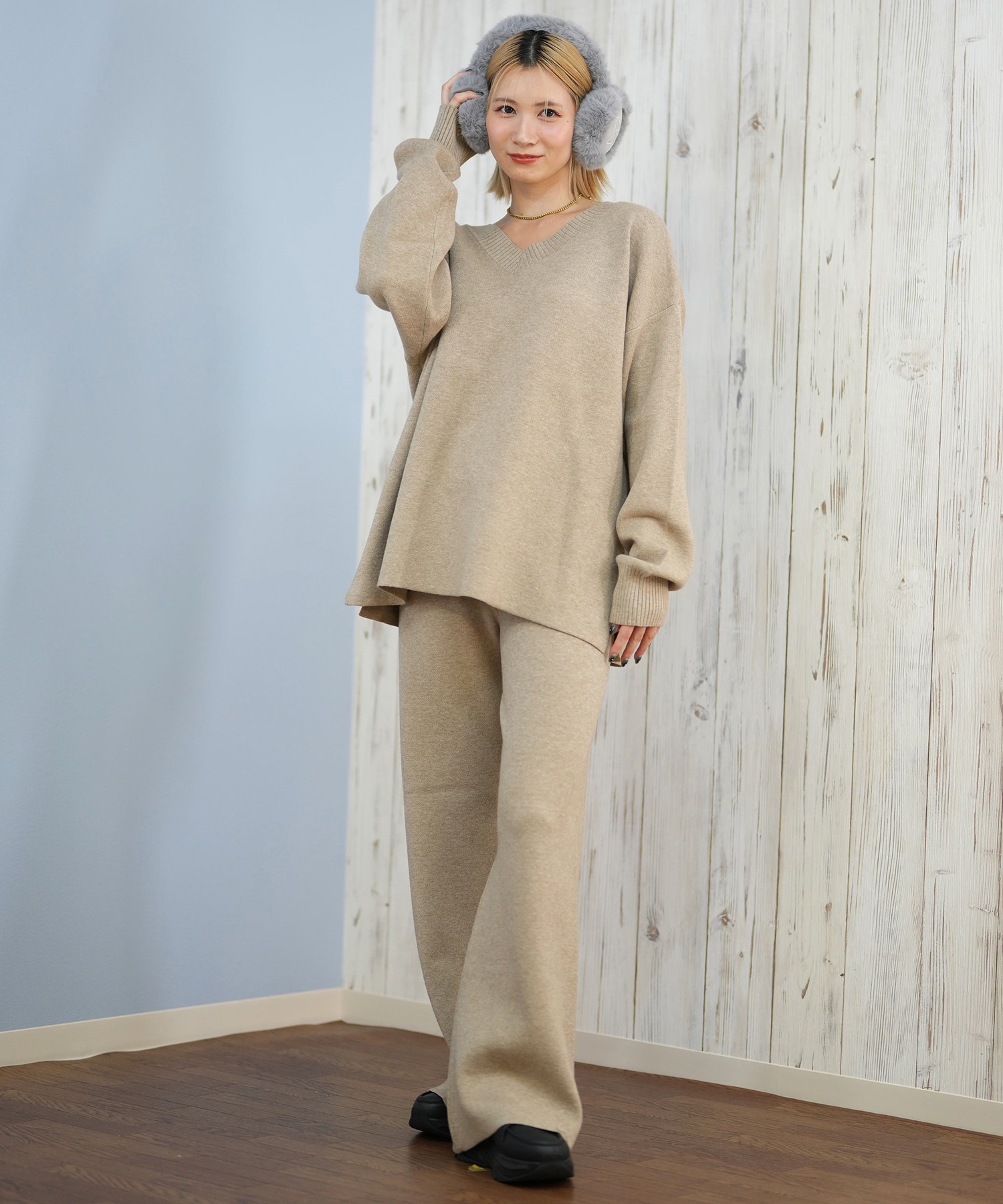 RIKKA FEMME リッカファム ロングパンツ ニットリブパンツ レディース ロンパン セットアップ対応 RF25FW14(GRY-FREE)