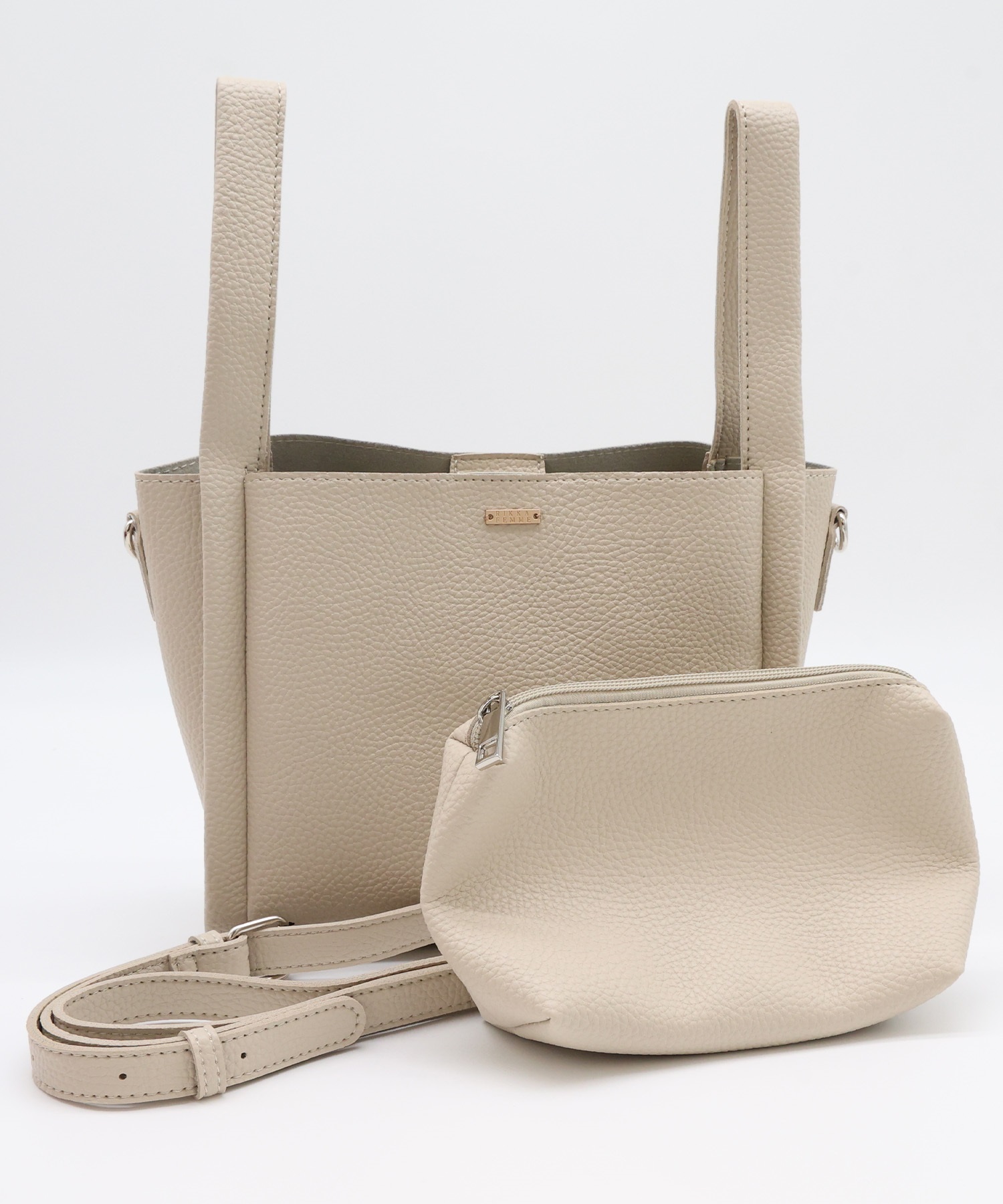 RIKKA FEMME リッカファム ショルダーバッグ 2WAY シンプル ポーチ付き2wayPUトート RFAC25FW08(BLK-FREE)