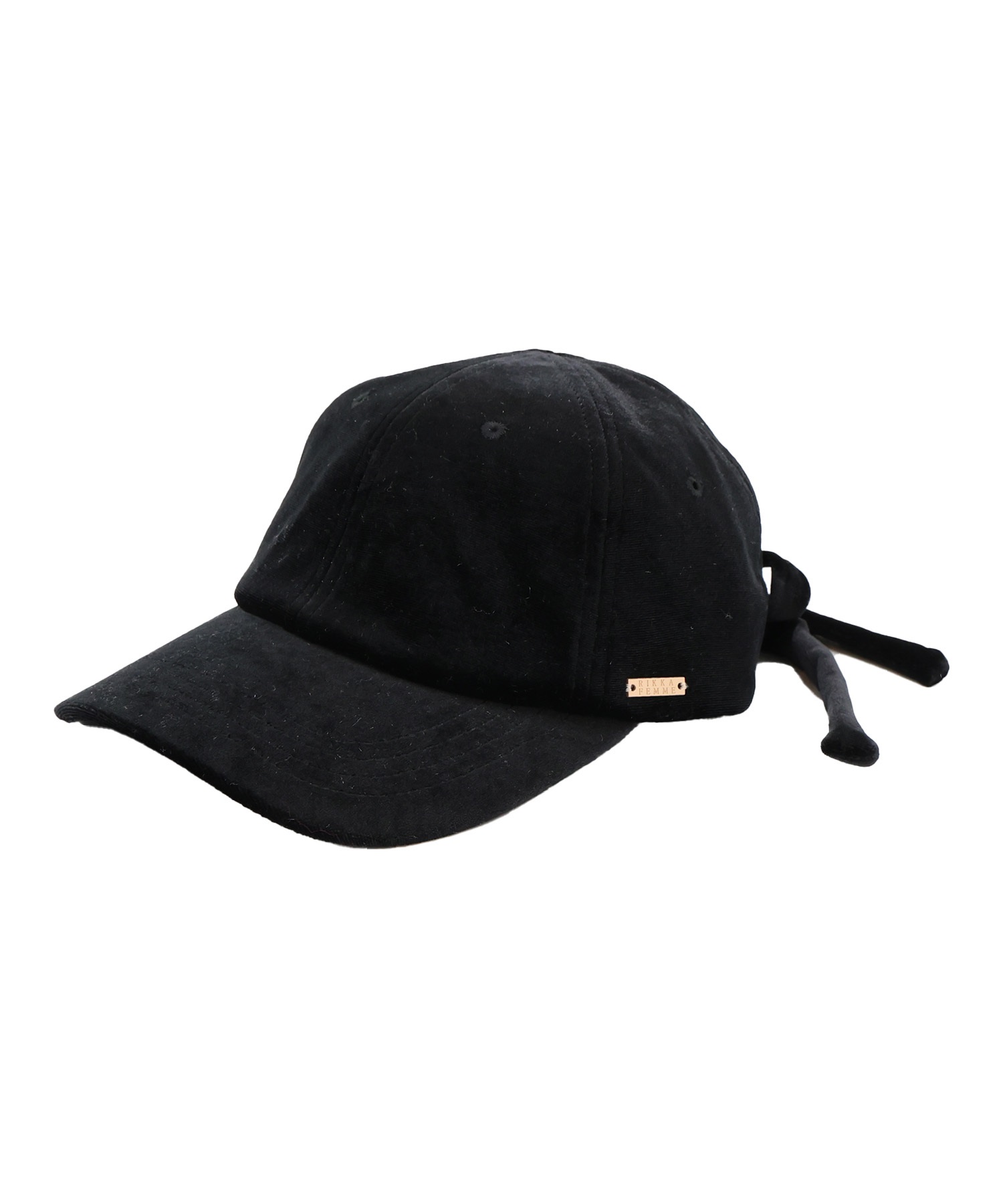 RIKKA FEMME リッカファム キャップ 帽子 リボン ベロア素材 フリーサイズ RFAC25FW01(BLK-FREE)