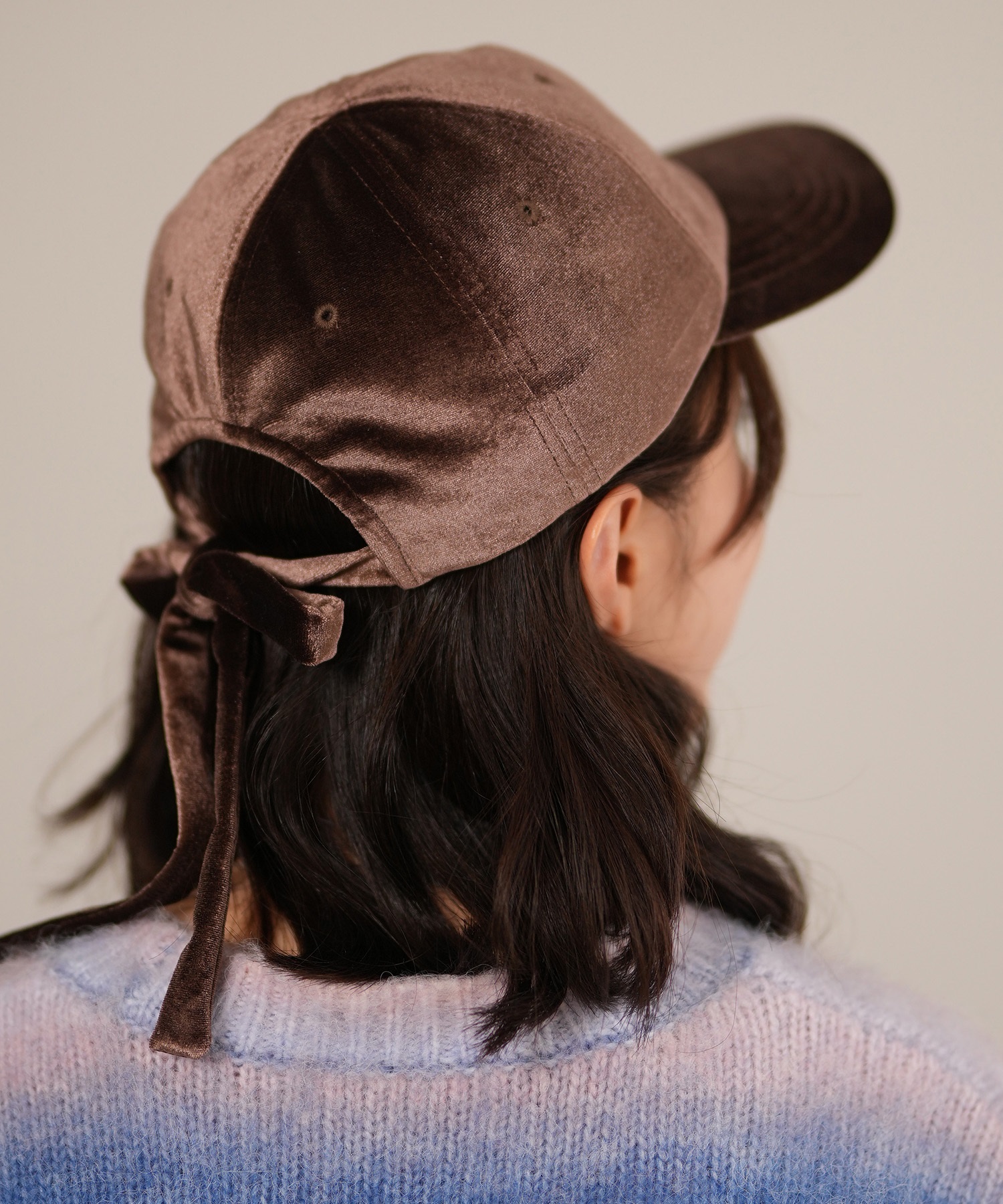 RIKKA FEMME リッカファム キャップ 帽子 リボン ベロア素材 フリーサイズ RFAC25FW01(BLK-FREE)
