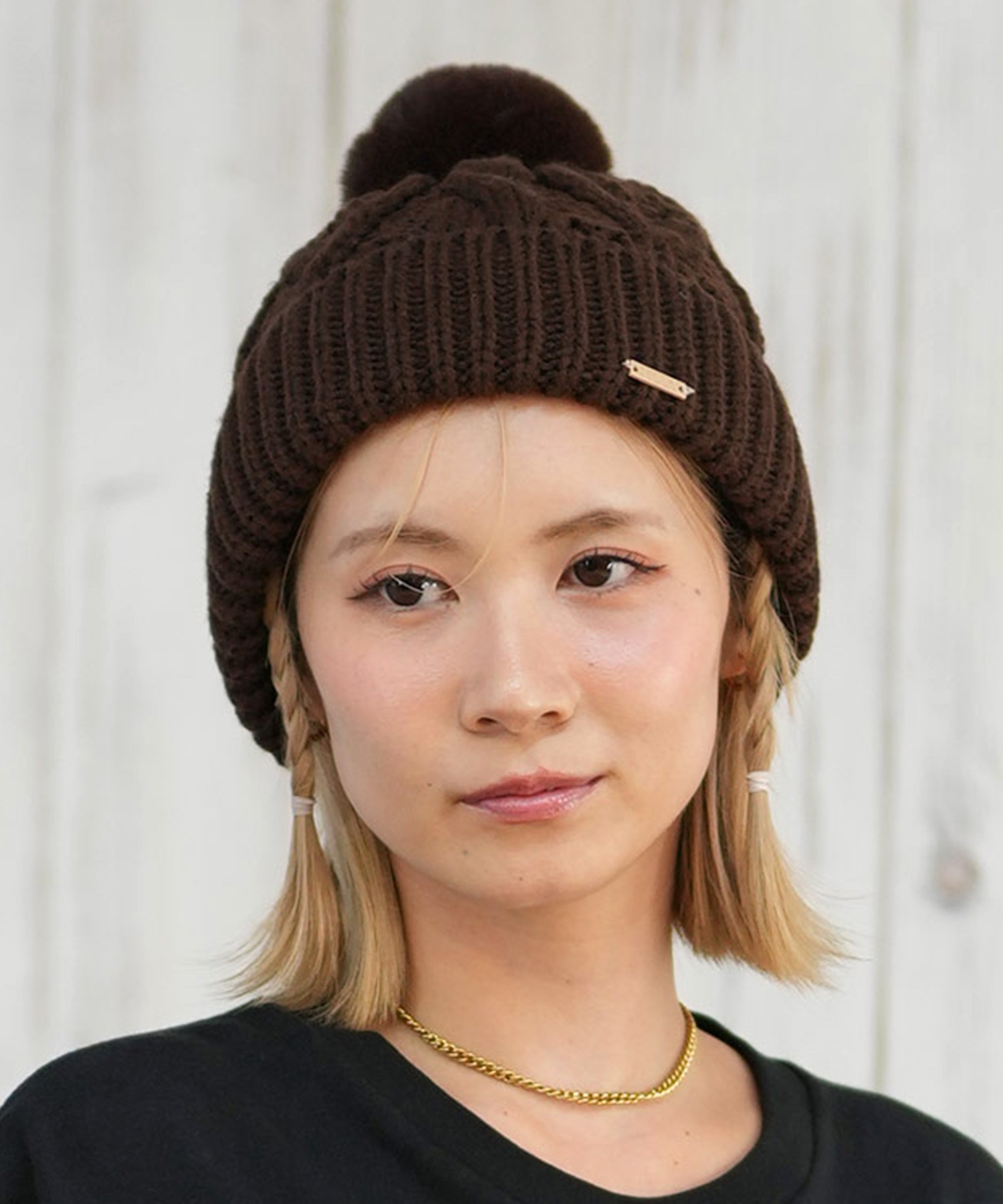 RIKKA FEMME リッカファム ビーニー 帽子 ニット帽 ニットキャップ ケーブル編み ポンポン RFAC25FW02(IVO-FREE)