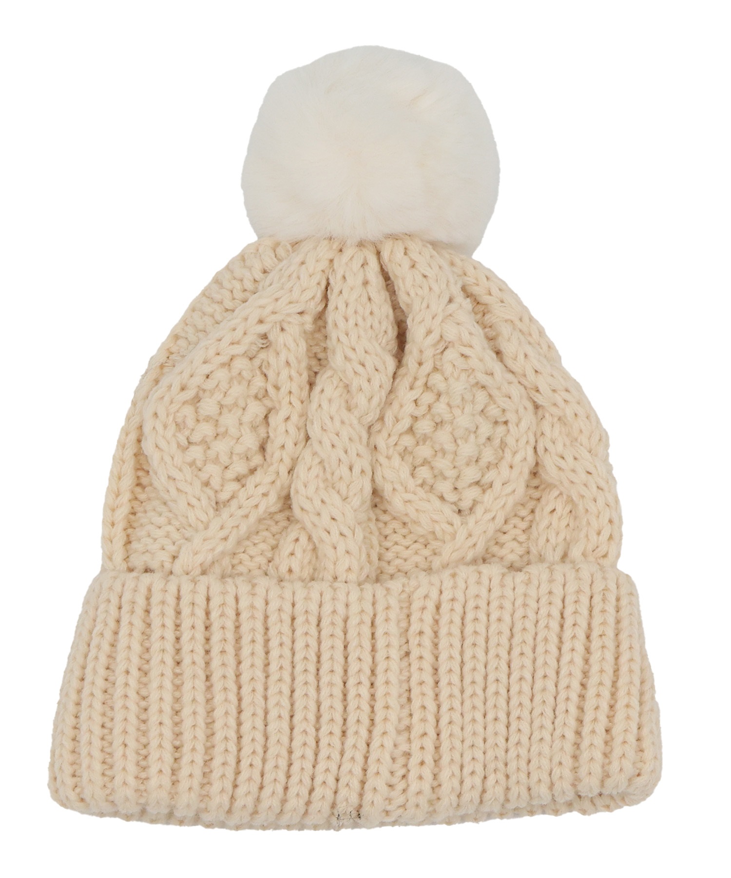 RIKKA FEMME リッカファム ビーニー 帽子 ニット帽 ニットキャップ ケーブル編み ポンポン RFAC25FW02(IVO-FREE)