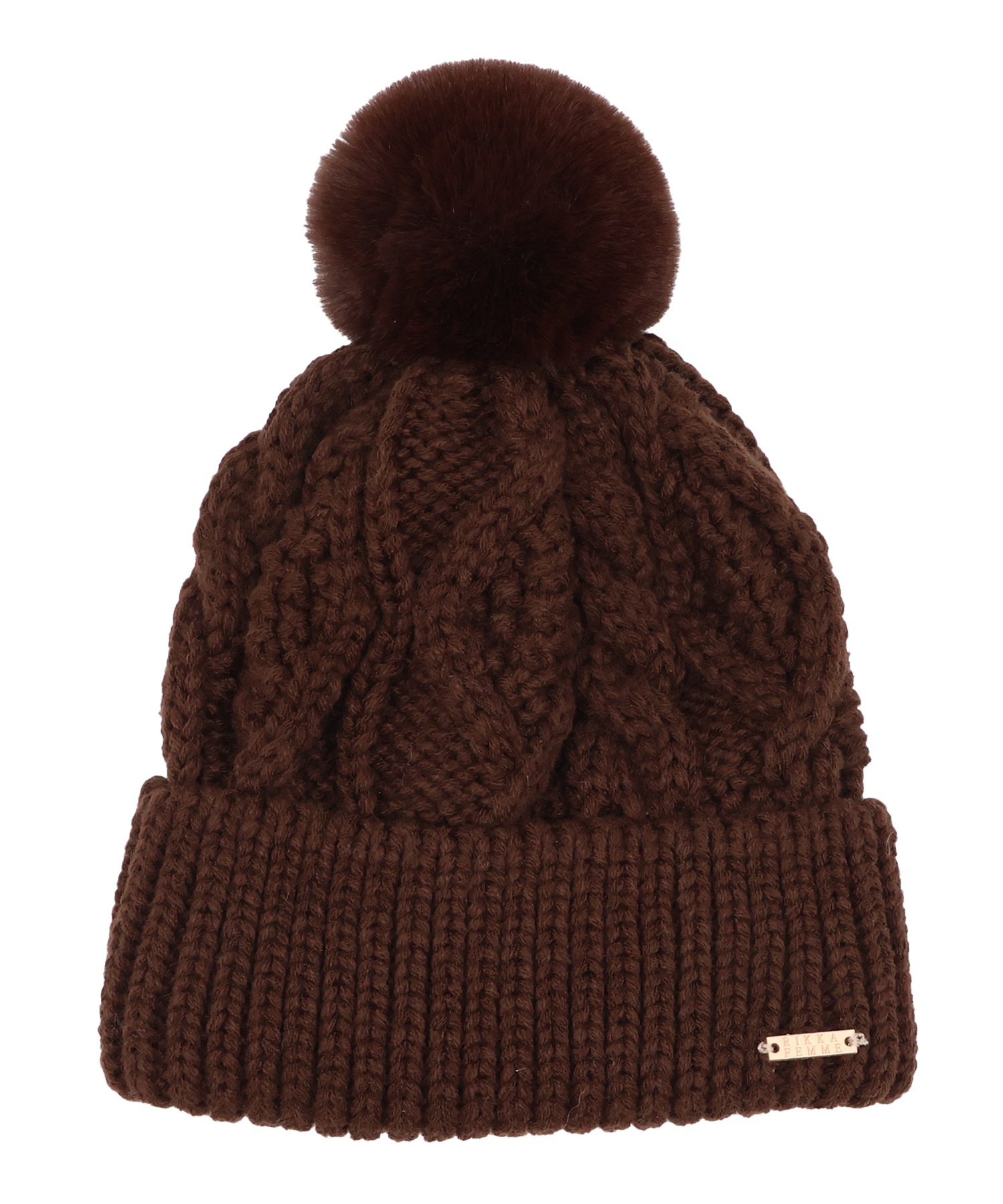 RIKKA FEMME リッカファム ビーニー 帽子 ニット帽 ニットキャップ ケーブル編み ポンポン RFAC25FW02(IVO-FREE)