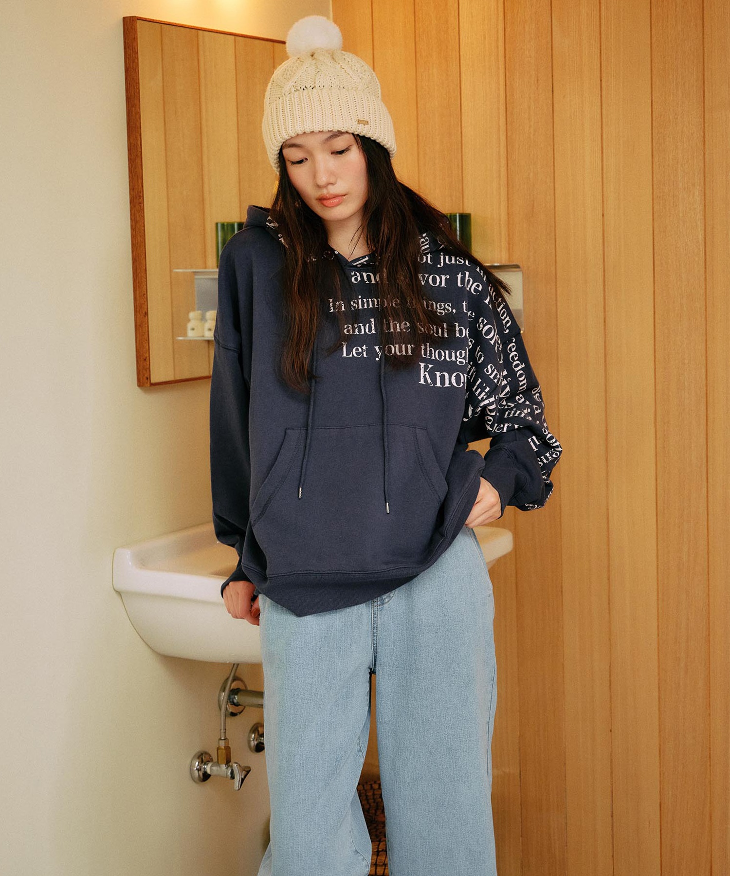 RIKKA FEMME リッカファム ビーニー 帽子 ニット帽 ニットキャップ ケーブル編み ポンポン RFAC25FW02(IVO-FREE)