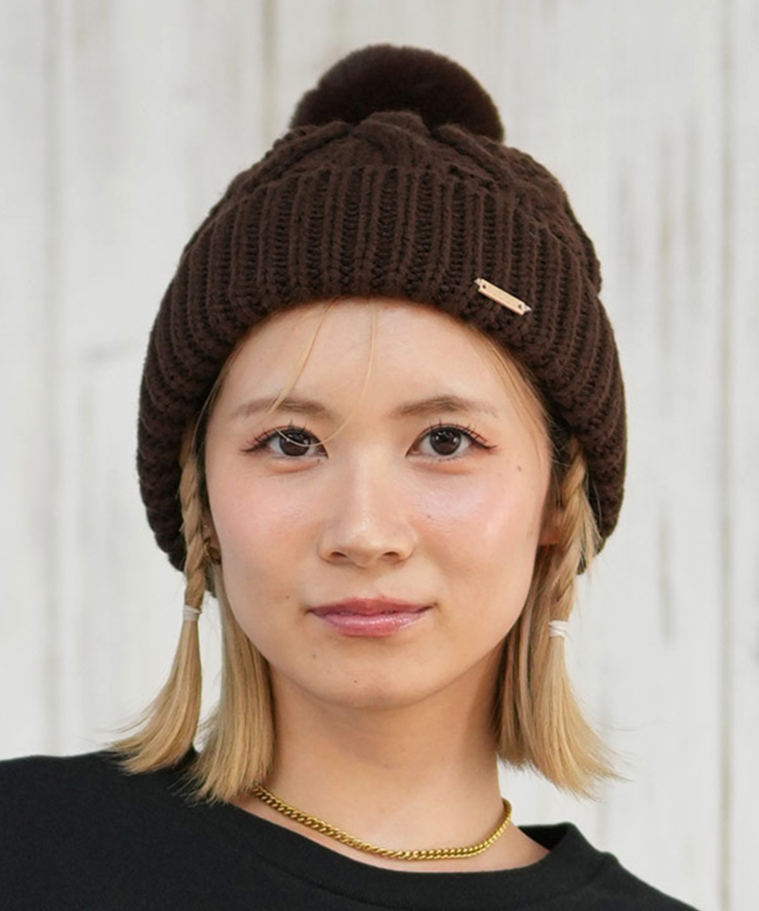 RIKKA FEMME リッカファム ビーニー 帽子 ニット帽 ニットキャップ ケーブル編み ポンポン RFAC25FW02(IVO-FREE)
