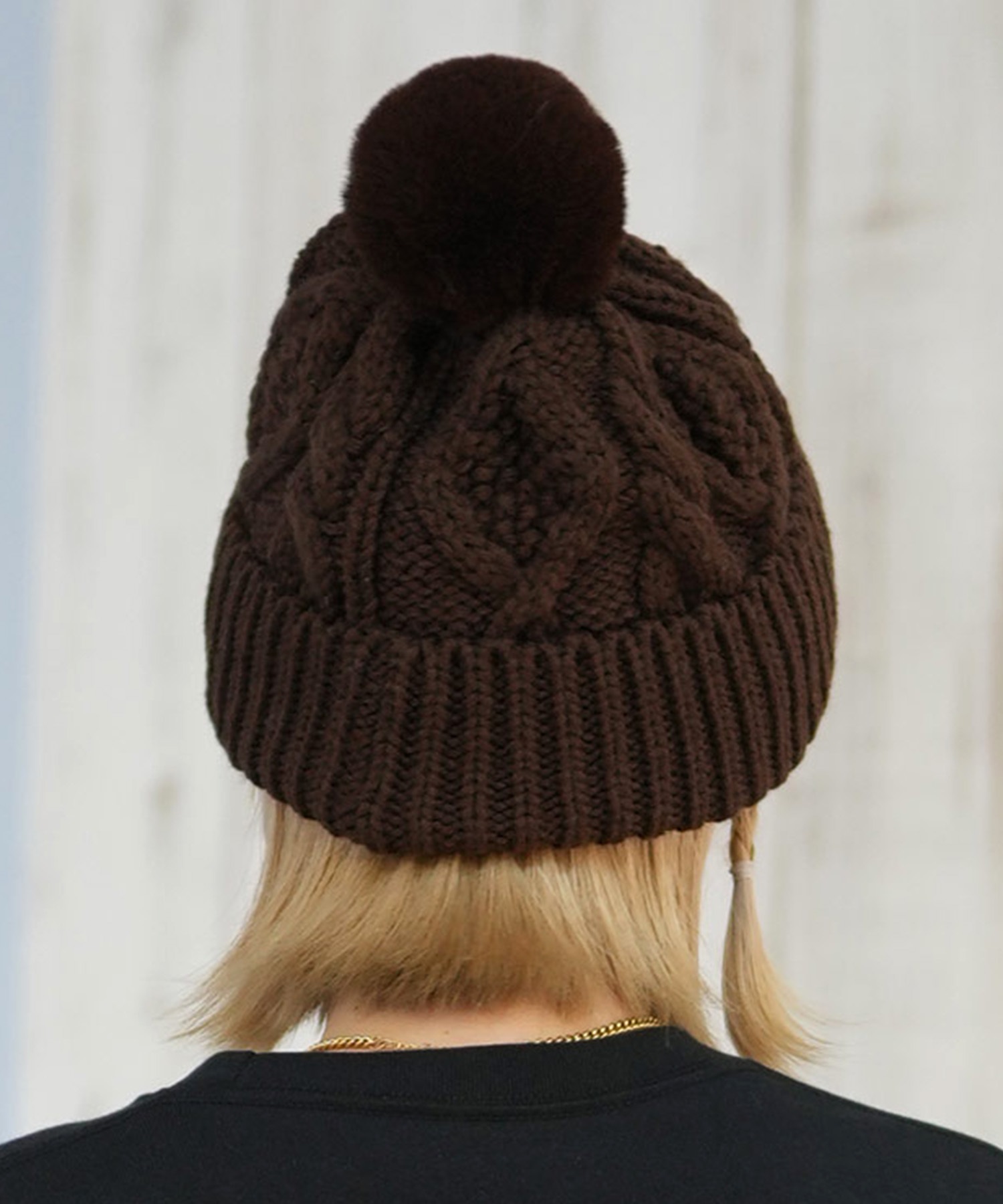 RIKKA FEMME リッカファム ビーニー 帽子 ニット帽 ニットキャップ ケーブル編み ポンポン RFAC25FW02(IVO-FREE)