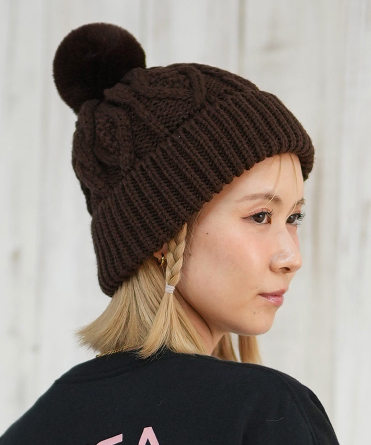RIKKA FEMME リッカファム ビーニー 帽子 ニット帽 ニットキャップ ケーブル編み ポンポン RFAC25FW02(IVO-FREE)