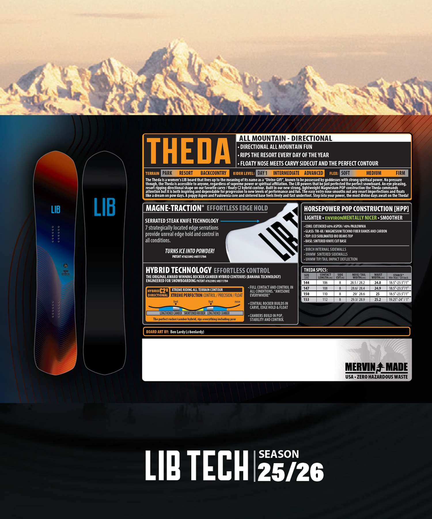 リブテック　LIB TECH スノーボード板 LIBTECH リブテック スノーボード 板 メンズ メイヘム MAYHEM