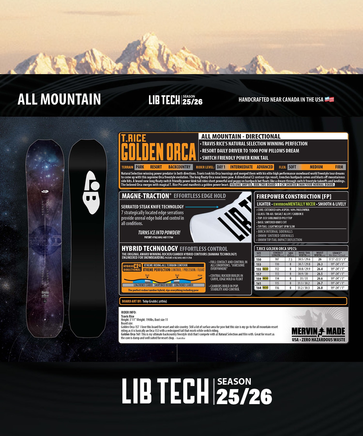 早期購入】 LIBTECH リブテック スノーボード 板 メンズ T.RICE