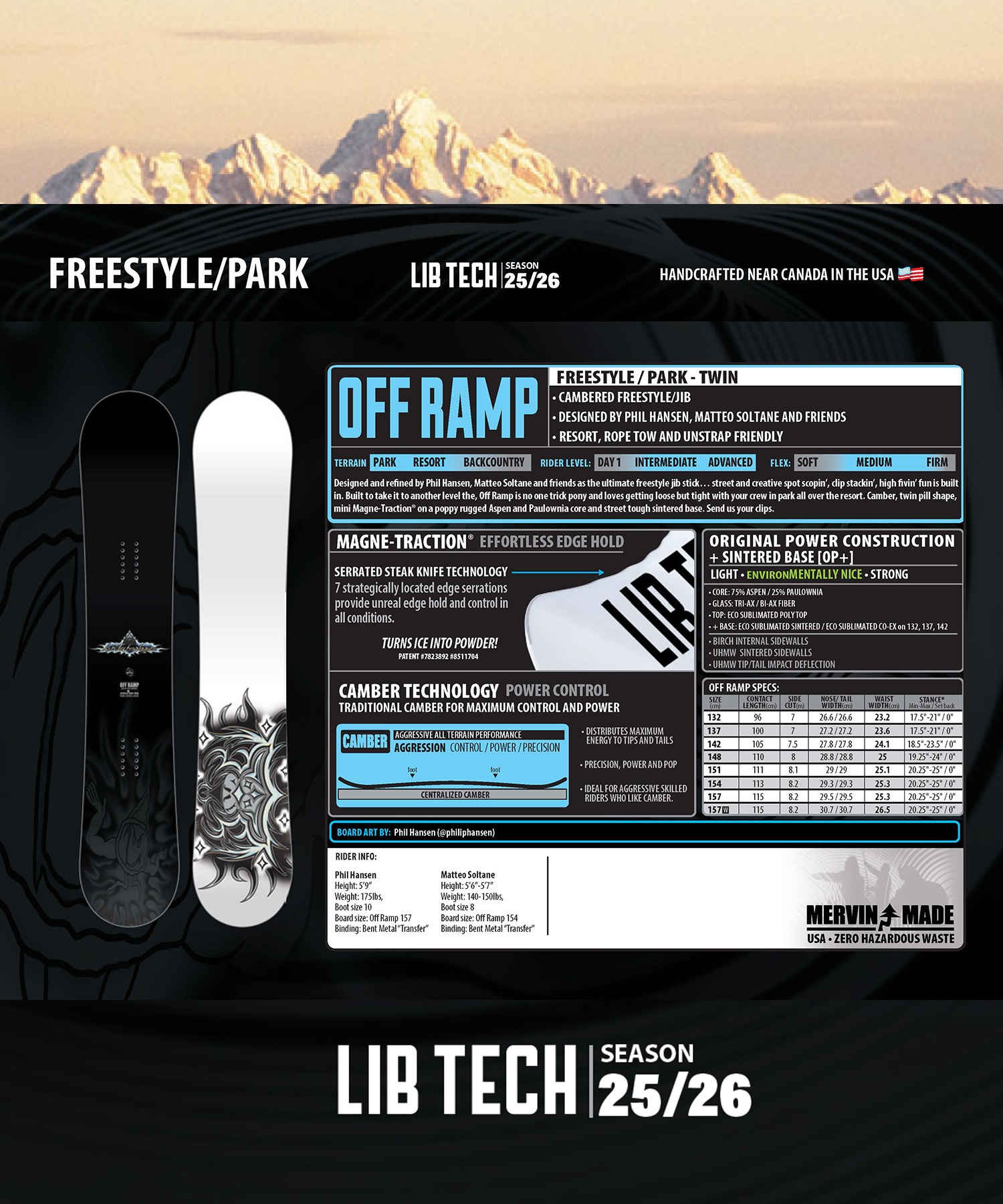 LIBTECH リブテック オフ ランプ スノーボード 板 ユニセックス 25-26