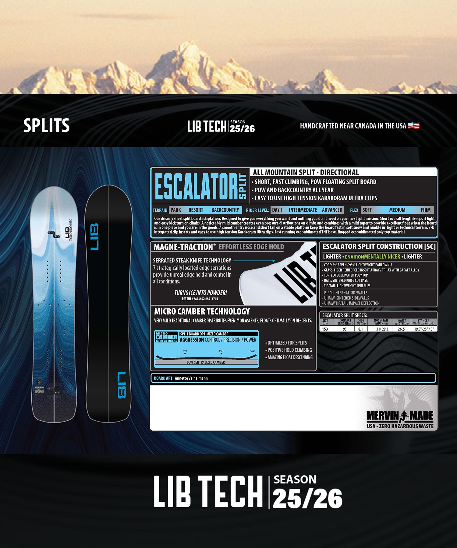 LIBTECH リブテック エスカレーター スプリット スノーボード 板
