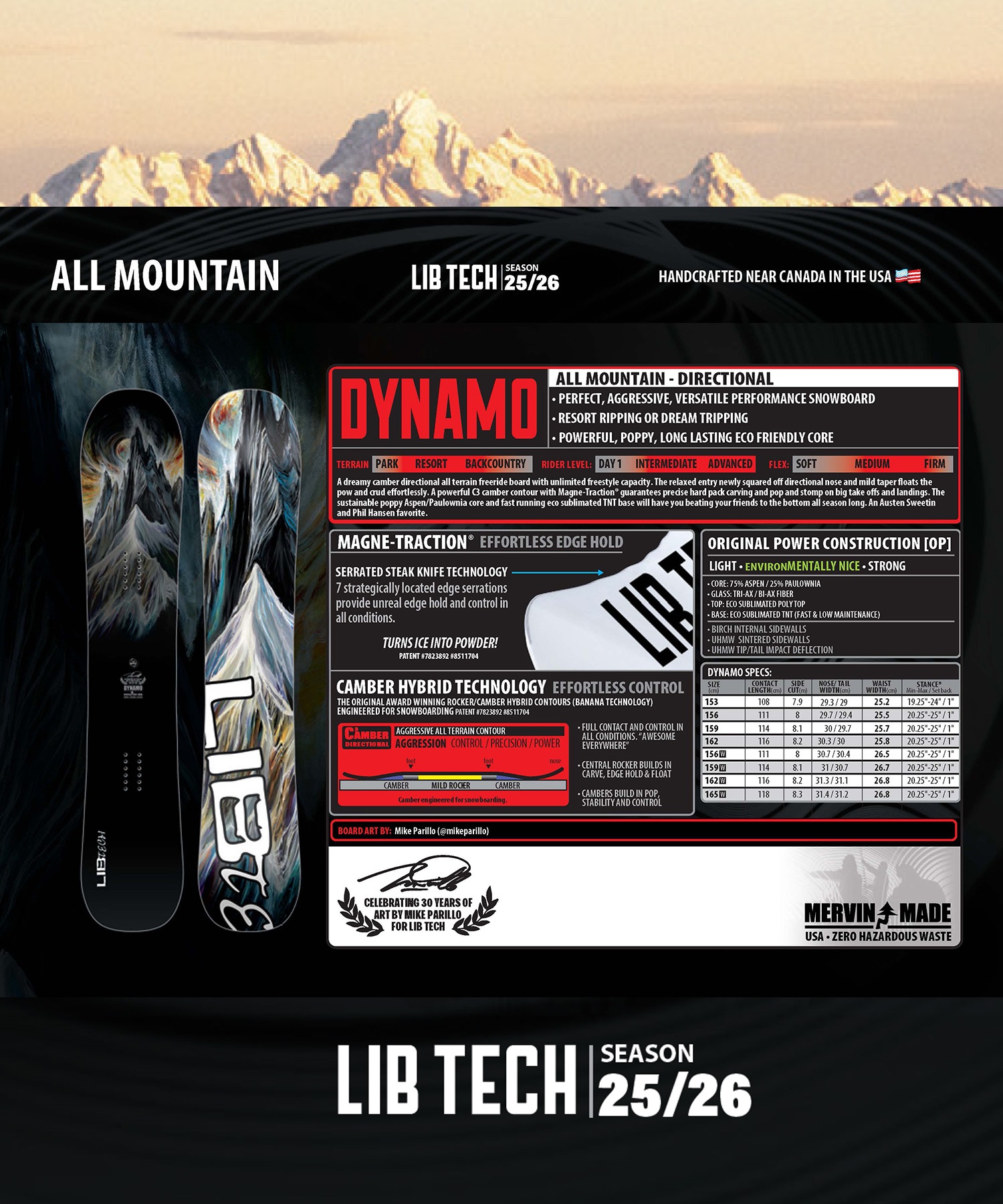 LIBTECH リブテック ダイナモ スノーボード 板 メンズ 25-26 MM A31