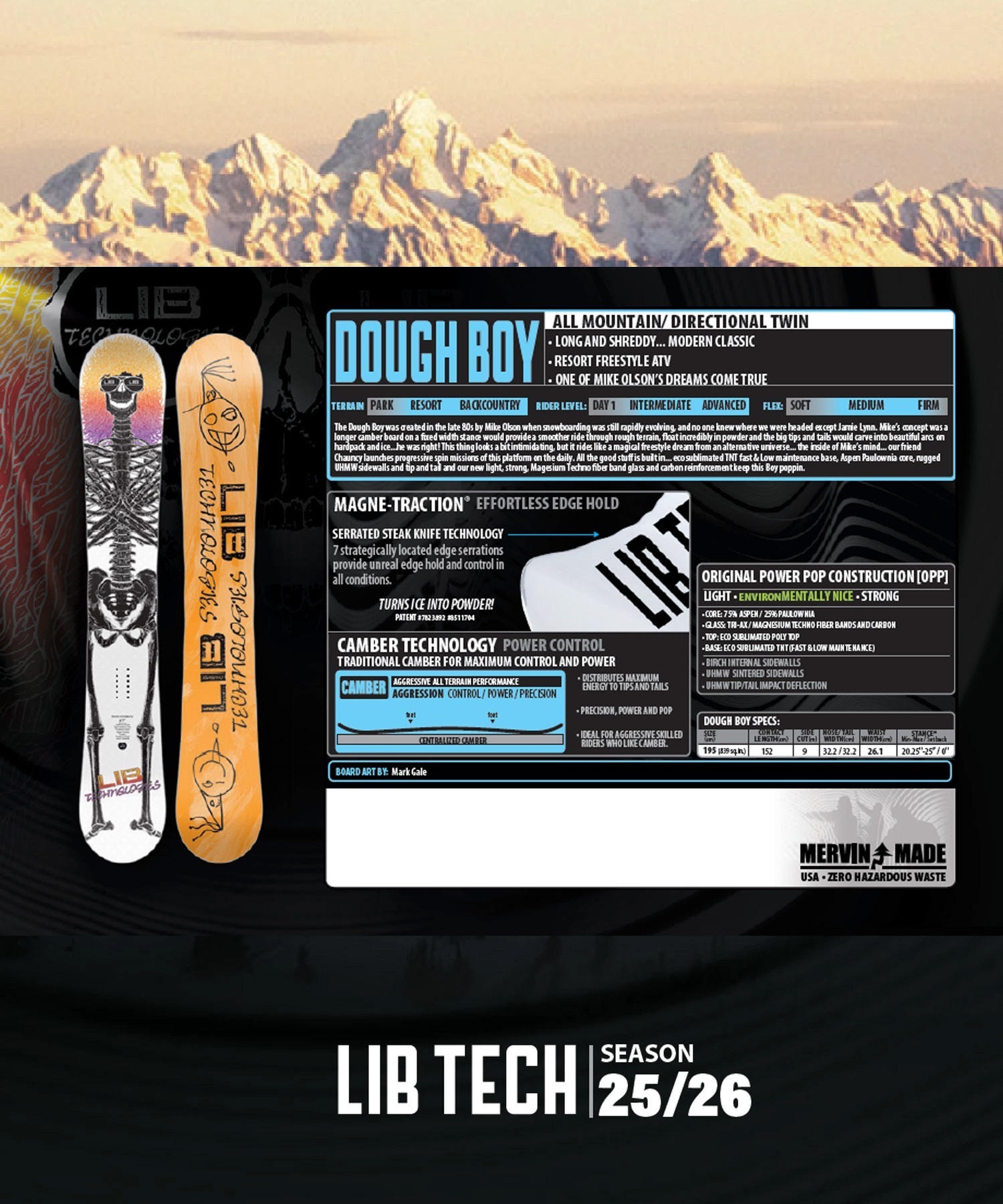 LIBTECH リブテック ドゥ ボーイ スノーボード 板 メンズ 25-26 MM D18