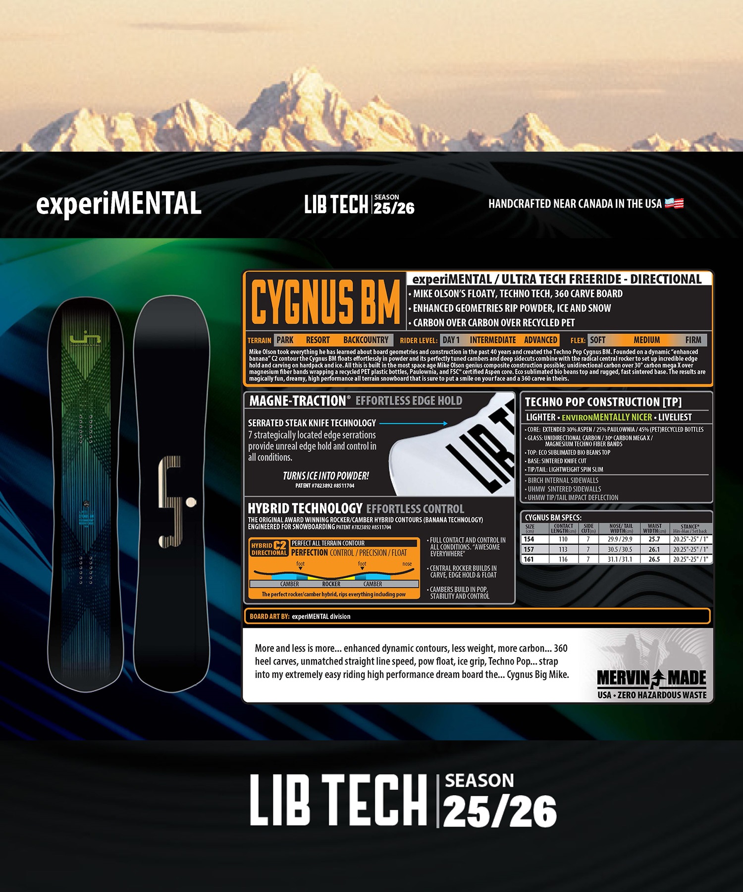 LIBTECH リブテック シグナス ビッグマウンテン スノーボード 板