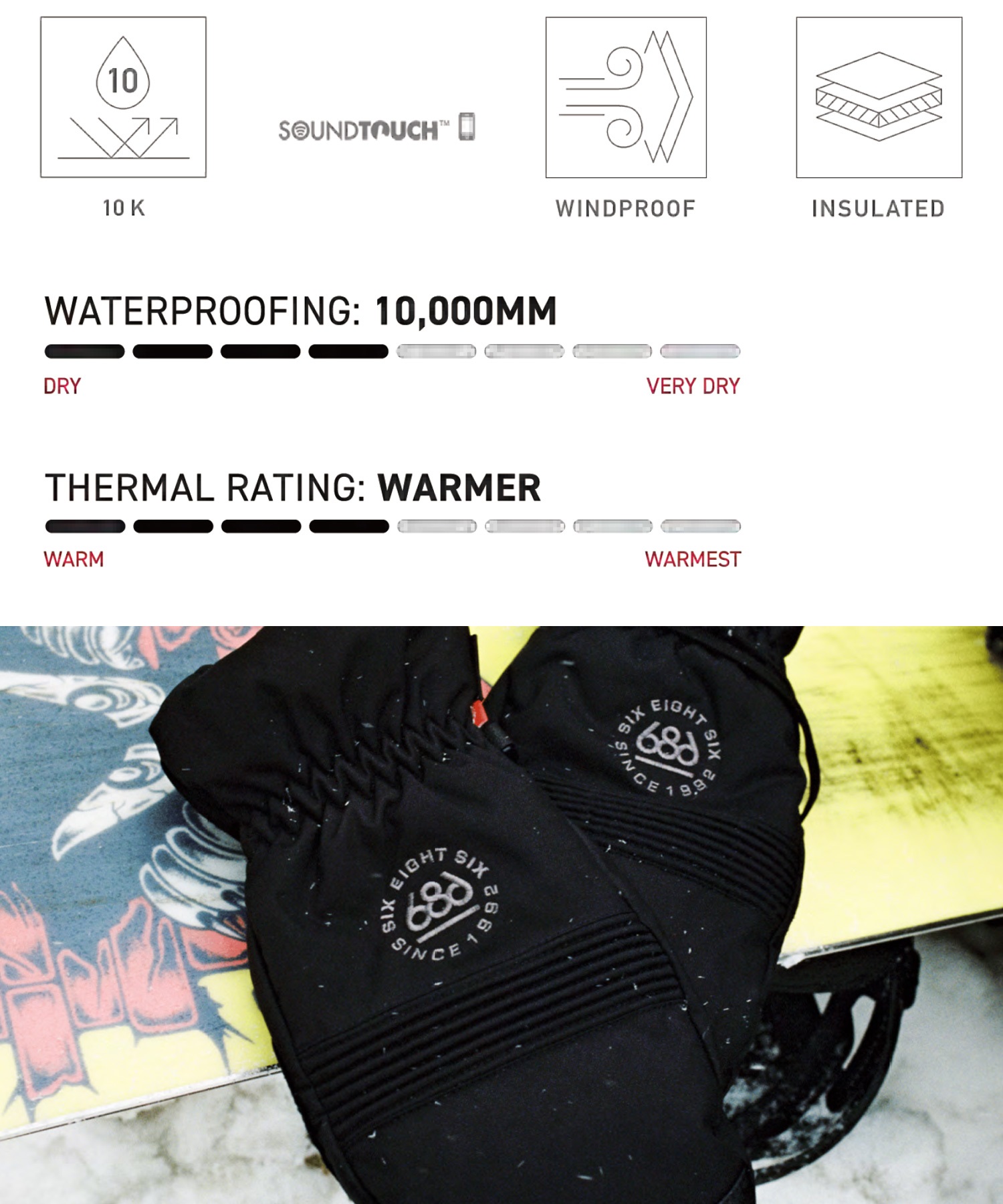 686 シックスエイトシックス Men's Lander Mitt スノーボード グローブ