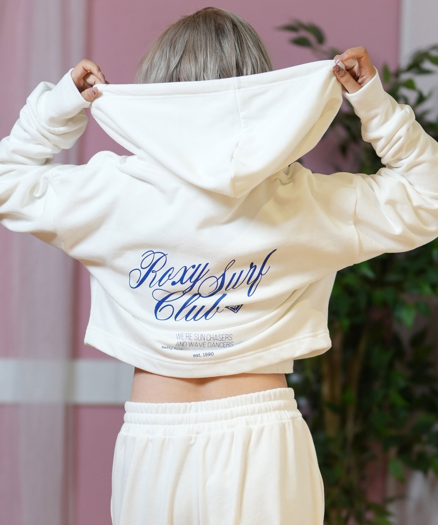 ROXY ロキシー パーカー ジップアップ レディース クロップド丈 バックプリント セットアップ対応 RZP251063(WHT-S)