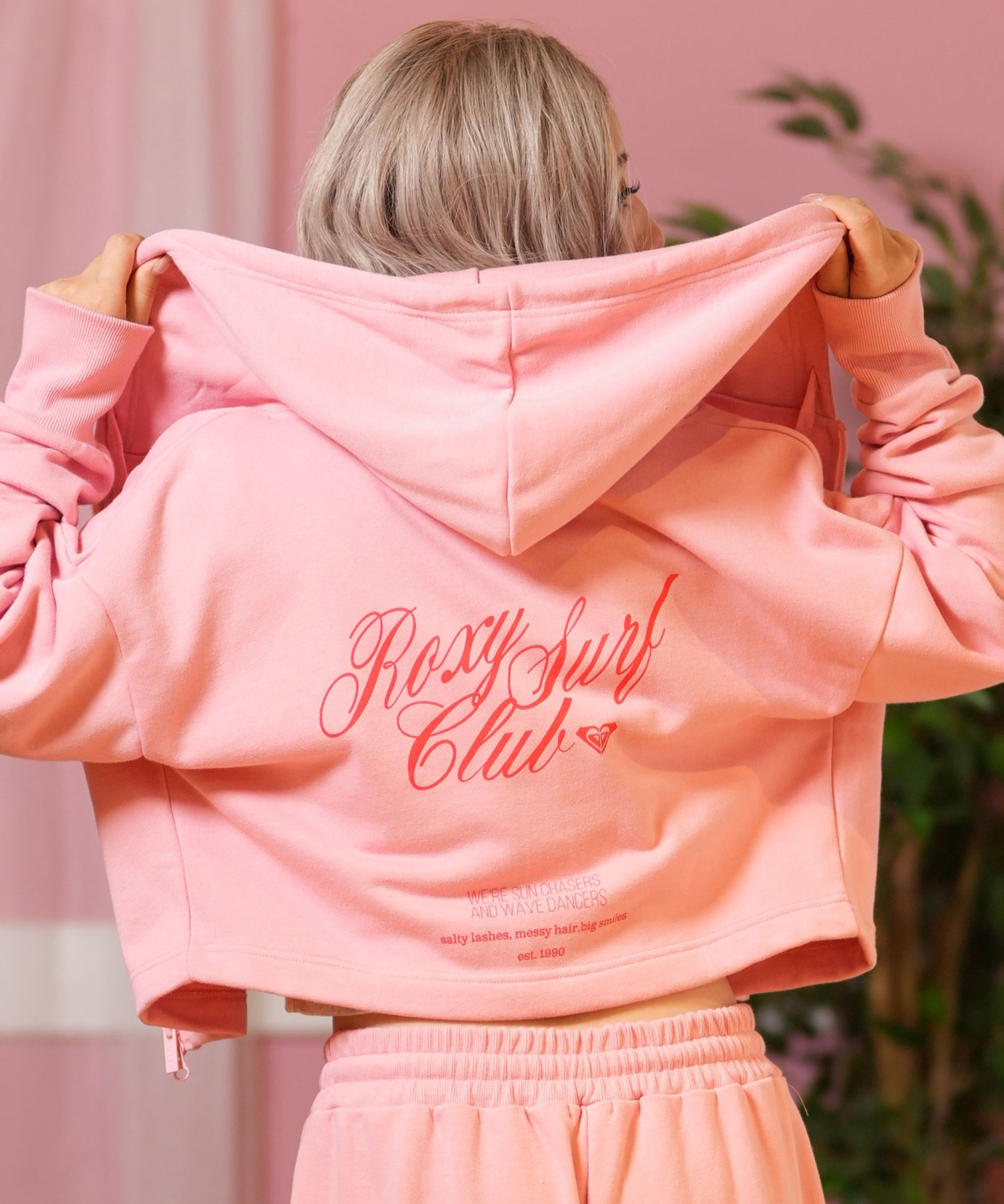 ROXY ロキシー パーカー ジップアップ レディース クロップド丈
