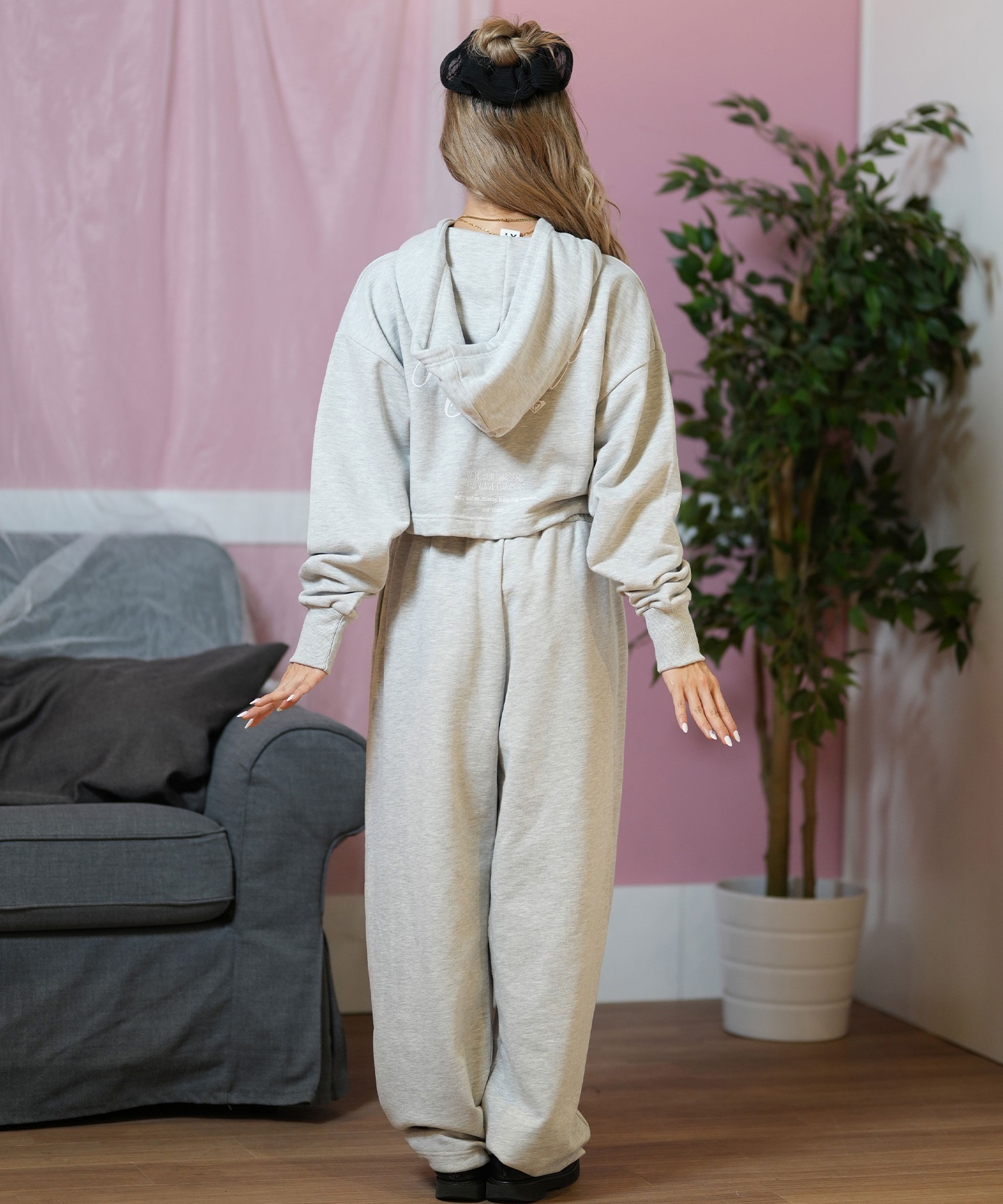 ROXY ロキシー パーカー ジップアップ レディース クロップド丈 バックプリント セットアップ対応 RZP251063(WHT-S)