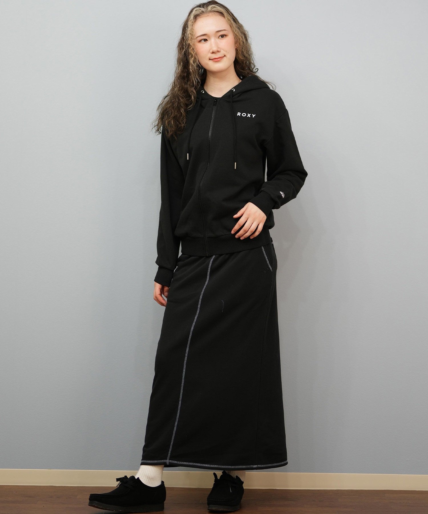 ROXY ロキシー ジップアップ パーカー レディース バックプリント ロゴ HISTORICAL LOGO ZIP HOODIE RZP254027(BLK-M)