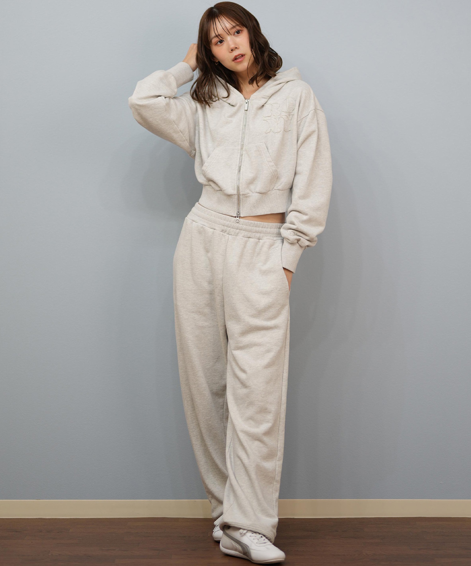 ROXY ロキシー ジップアップ パーカー レディース ウォッシュ加工 クロップド丈 ショート丈 セットアップ対応 YOLO ZIP RZP254034(BBK-S)