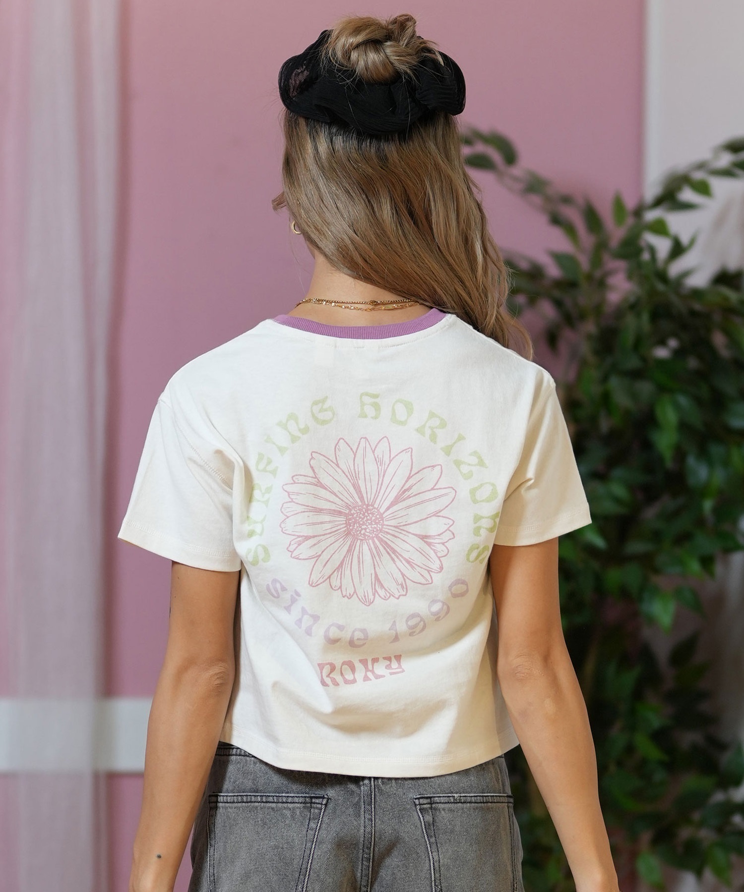 刺繍入りトップス ROXY ロキシー 半袖 Tシャツ レディース バックプリント