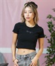 ROXY ロキシー 半袖 Tシャツ レディース ミニT フロントロゴ ラインストーン クロップド丈 RST251649M(WHT-M)