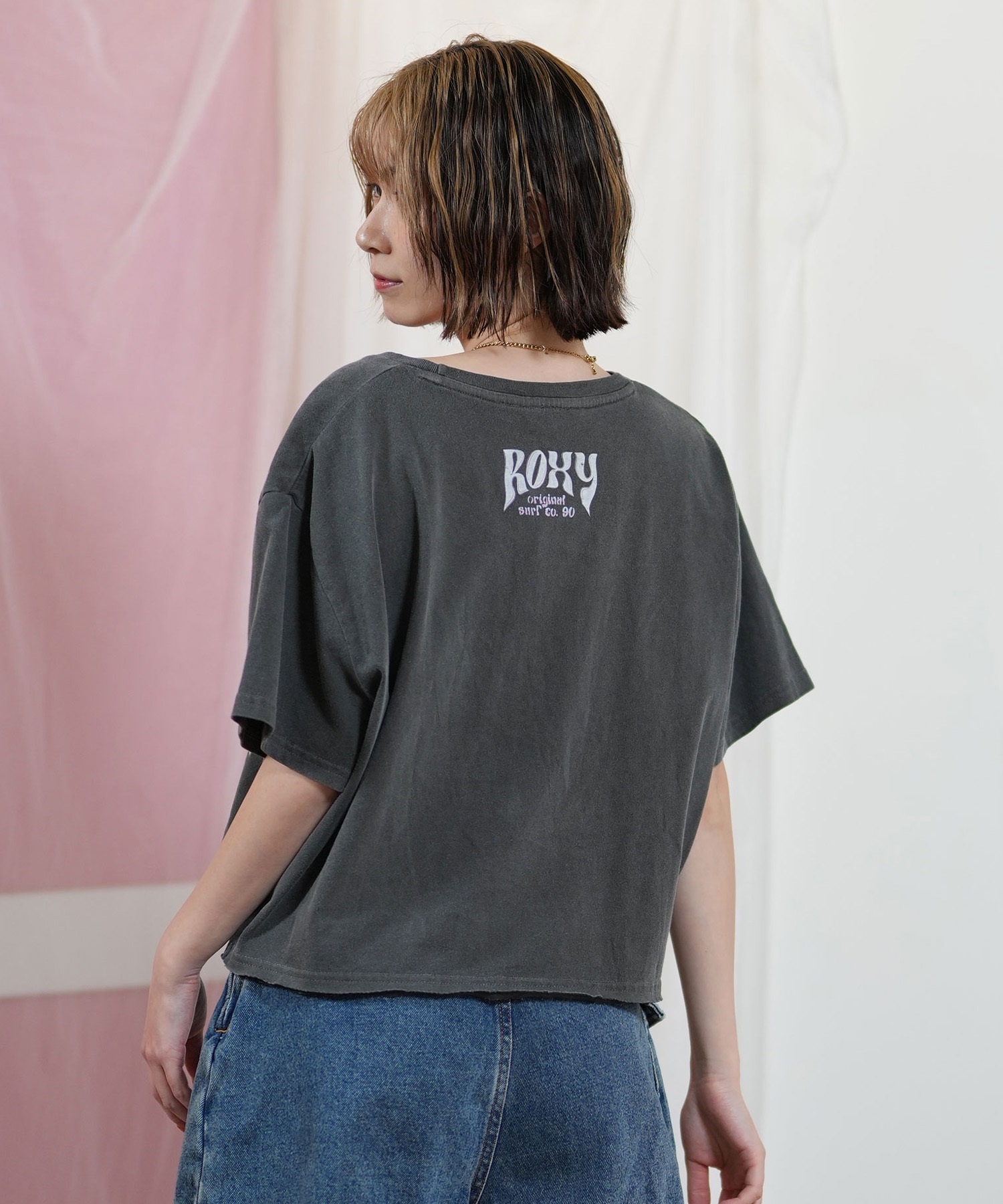 ROXY ロキシー 半袖 Tシャツ レディース フロントプリント クロップド丈 RST251651M(BBL-M)