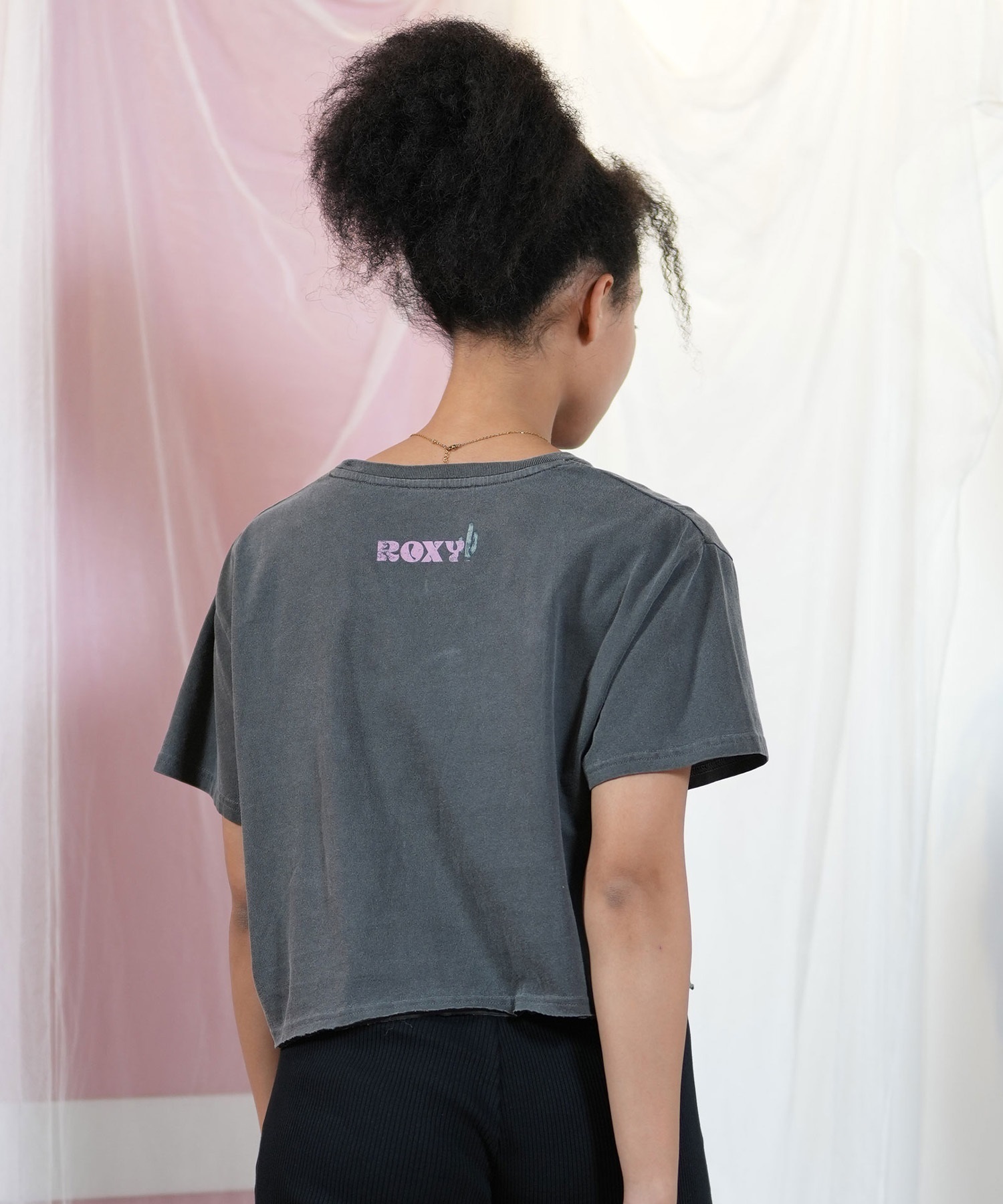 ROXY ロキシー 半袖 Tシャツ レディース フロントプリント クロップド丈 RST251651M(BBL-M)