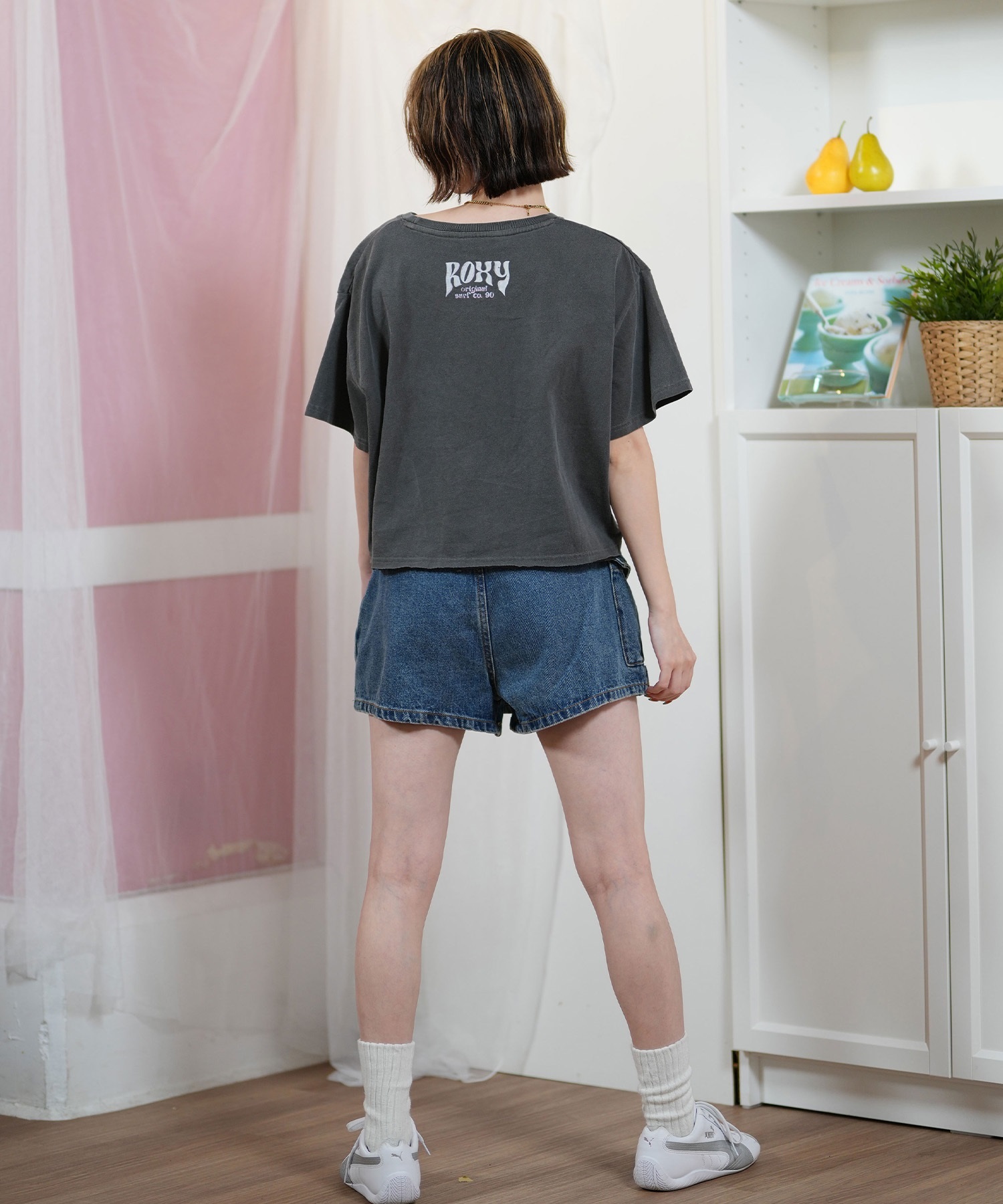 ROXY ロキシー 半袖 Tシャツ レディース フロントプリント クロップド丈 RST251651M(BBL-M)