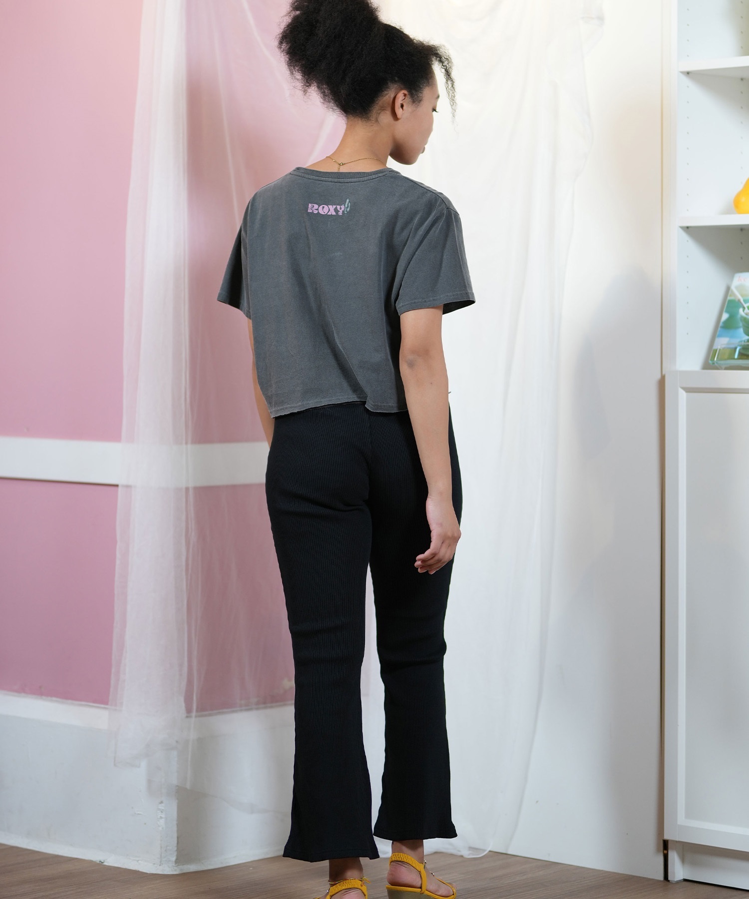 ROXY ロキシー 半袖 Tシャツ レディース フロントプリント クロップド丈 RST251651M(BBL-M)