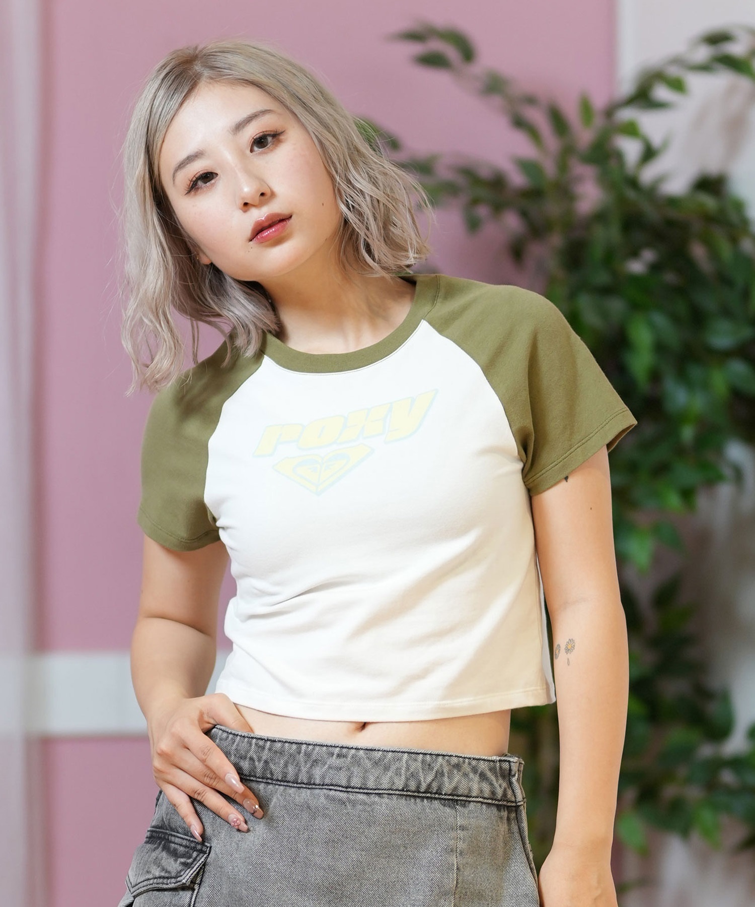 ROXY ロキシー 半袖 Tシャツ レディース ラグラン クロップド丈 ショート丈 RST252041(BLU-S)