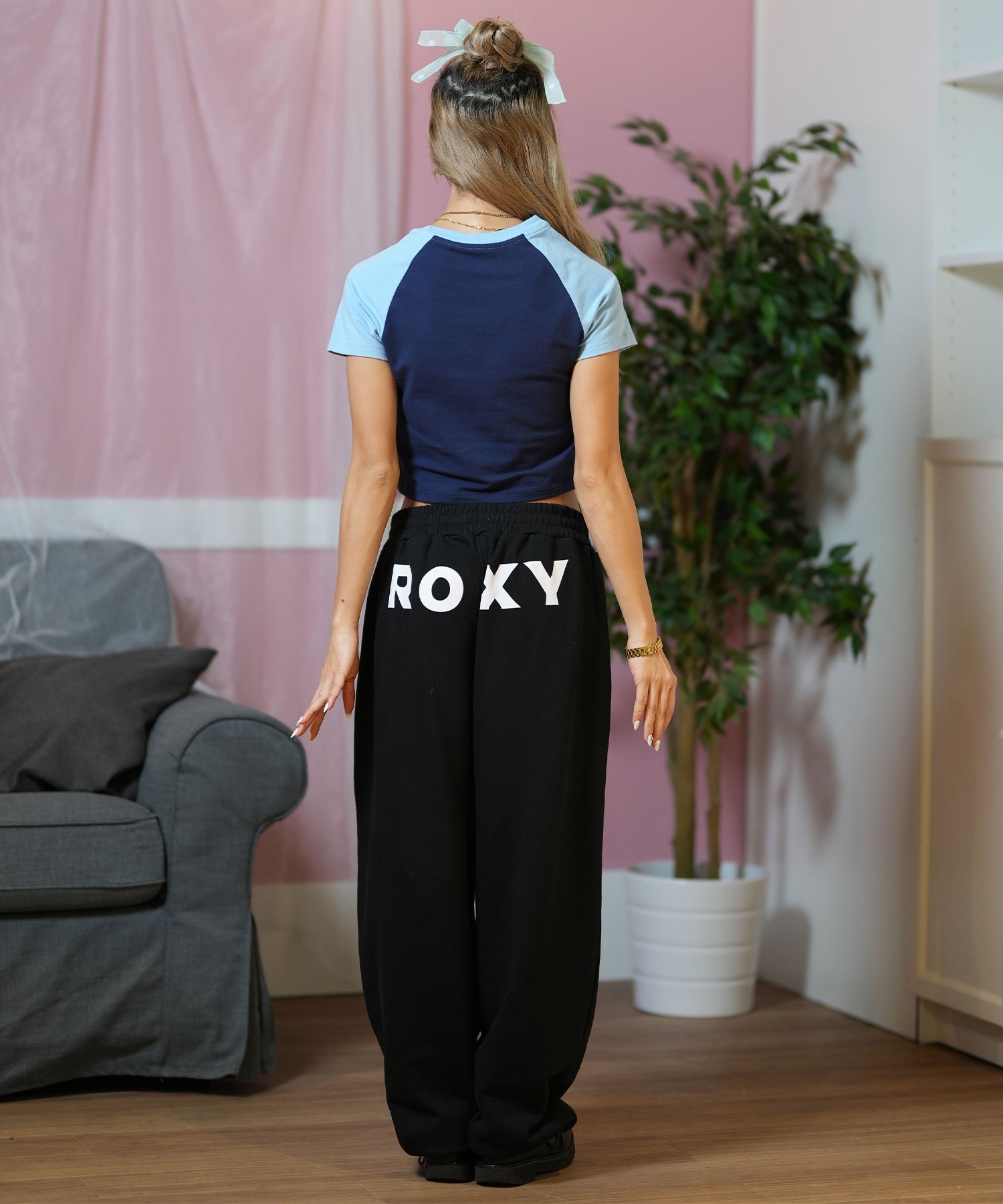 ROXY ロキシー 半袖 Tシャツ レディース ラグラン クロップド丈 ショート丈 RST252041(BLU-S)