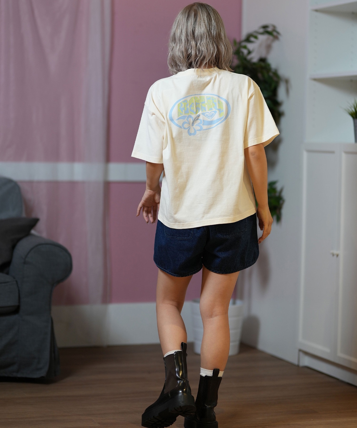 ROXY ロキシー 半袖 Tシャツ レディース バックプリント レトロデザイン ゆったりシルエット RST252042(NAT-M)