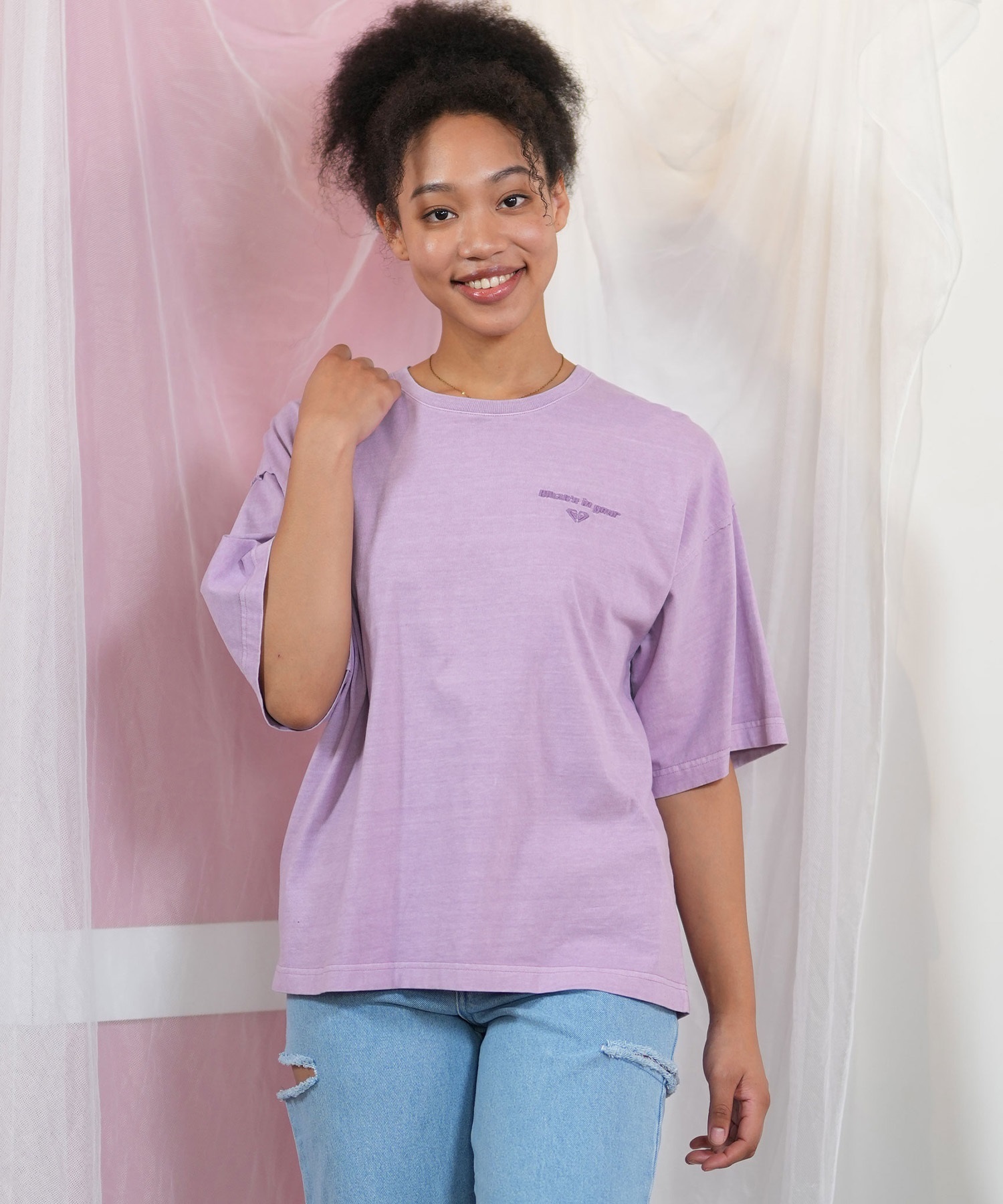 ROXY ロキシー 半袖 Tシャツ レディース バックデザイン オーバーサイズ ONE MORE RST252046(BBK-M)