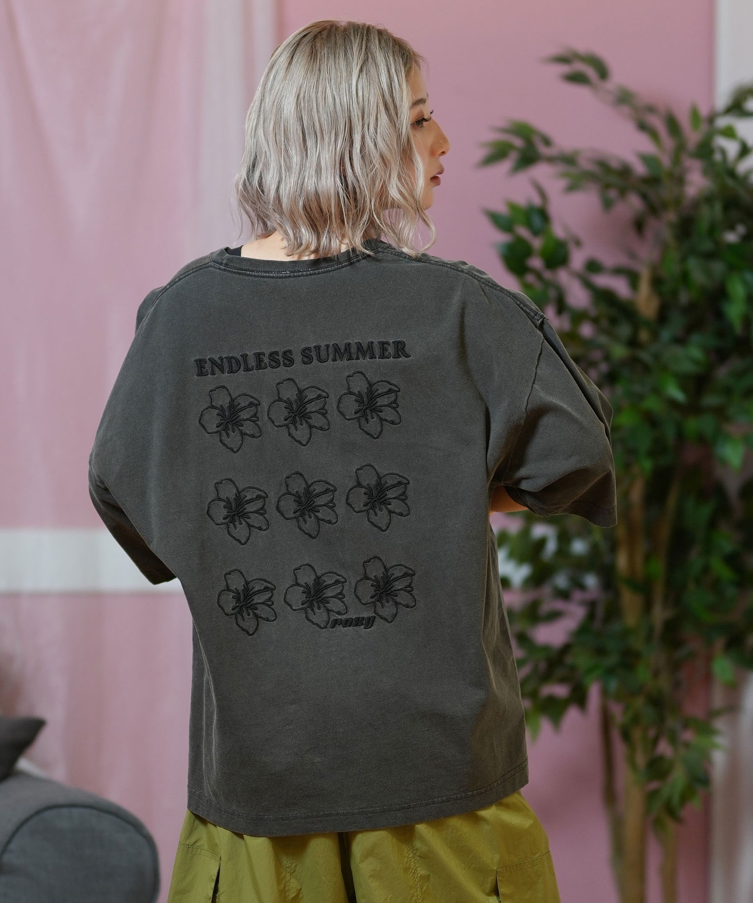ROXY ロキシー 半袖 Tシャツ レディース バックデザイン オーバーサイズ ONE MORE RST252046(BBK-M)