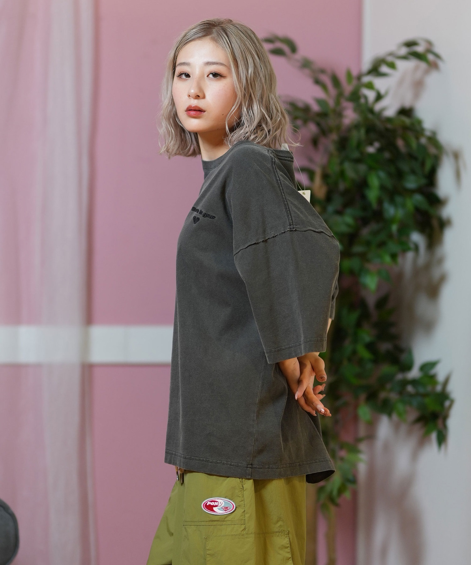 ROXY ロキシー 半袖 Tシャツ レディース バックデザイン オーバーサイズ ONE MORE RST252046(BBK-M)