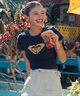 ROXY ロキシー × NANAHA 半袖 Tシャツ レディース ロゴ クロップド丈 ショート丈 ROXY CRUISERS RST252604T(BBK-M)