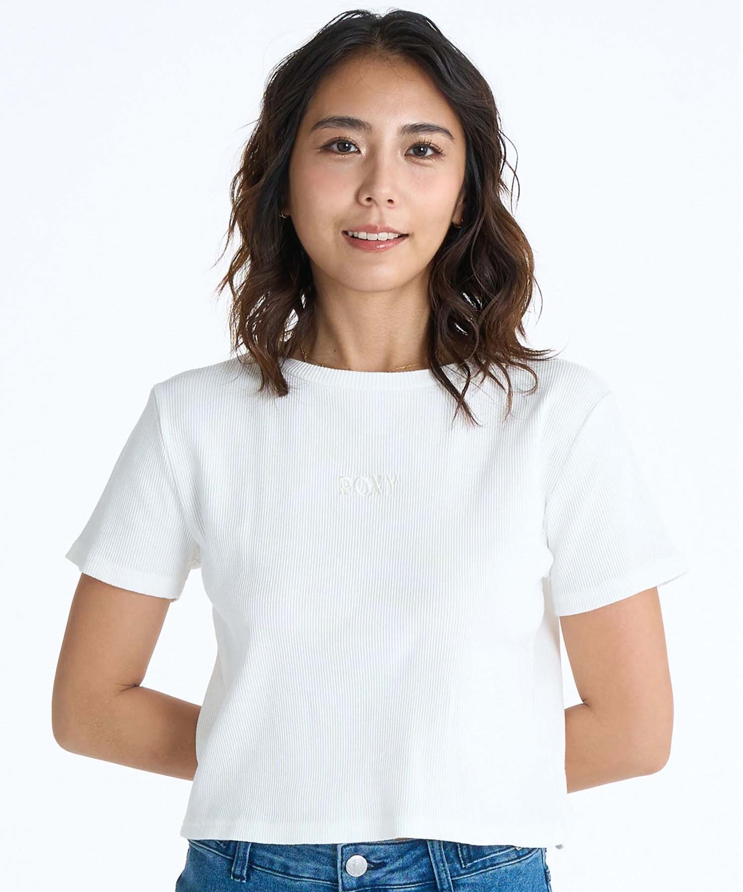 ROXY ロキシー × NANAHA 半袖 Tシャツ レディース リブ クロップド丈 ショート丈 ROXY CRUISERS RST252606T(BBK-M)