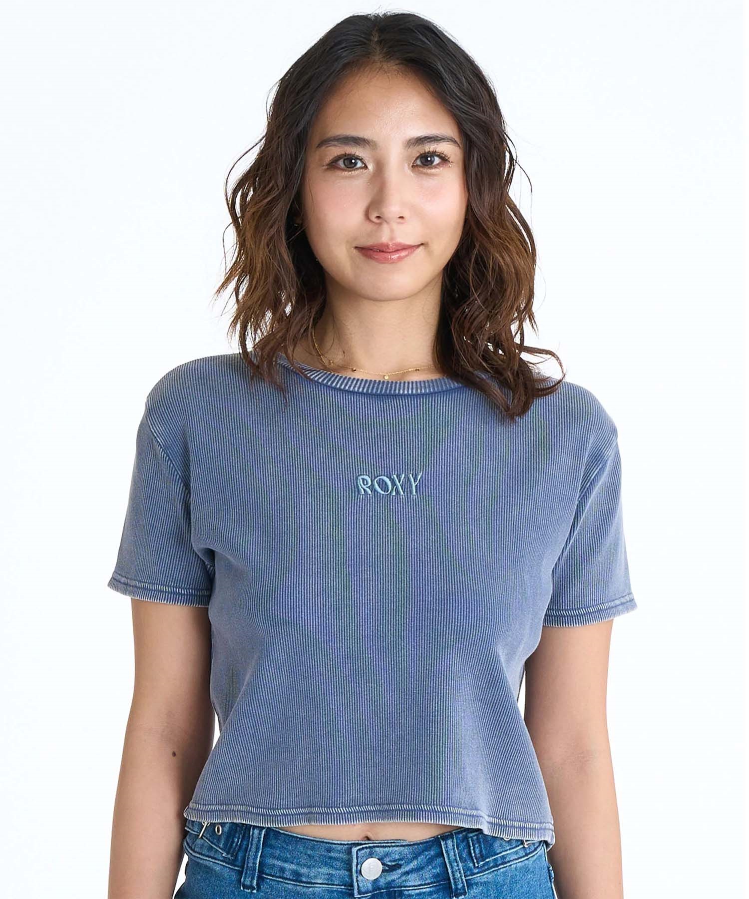ROXY ロキシー × NANAHA 半袖 Tシャツ レディース リブ クロップド丈 ショート丈 ROXY CRUISERS RST252606T(BBK-M)