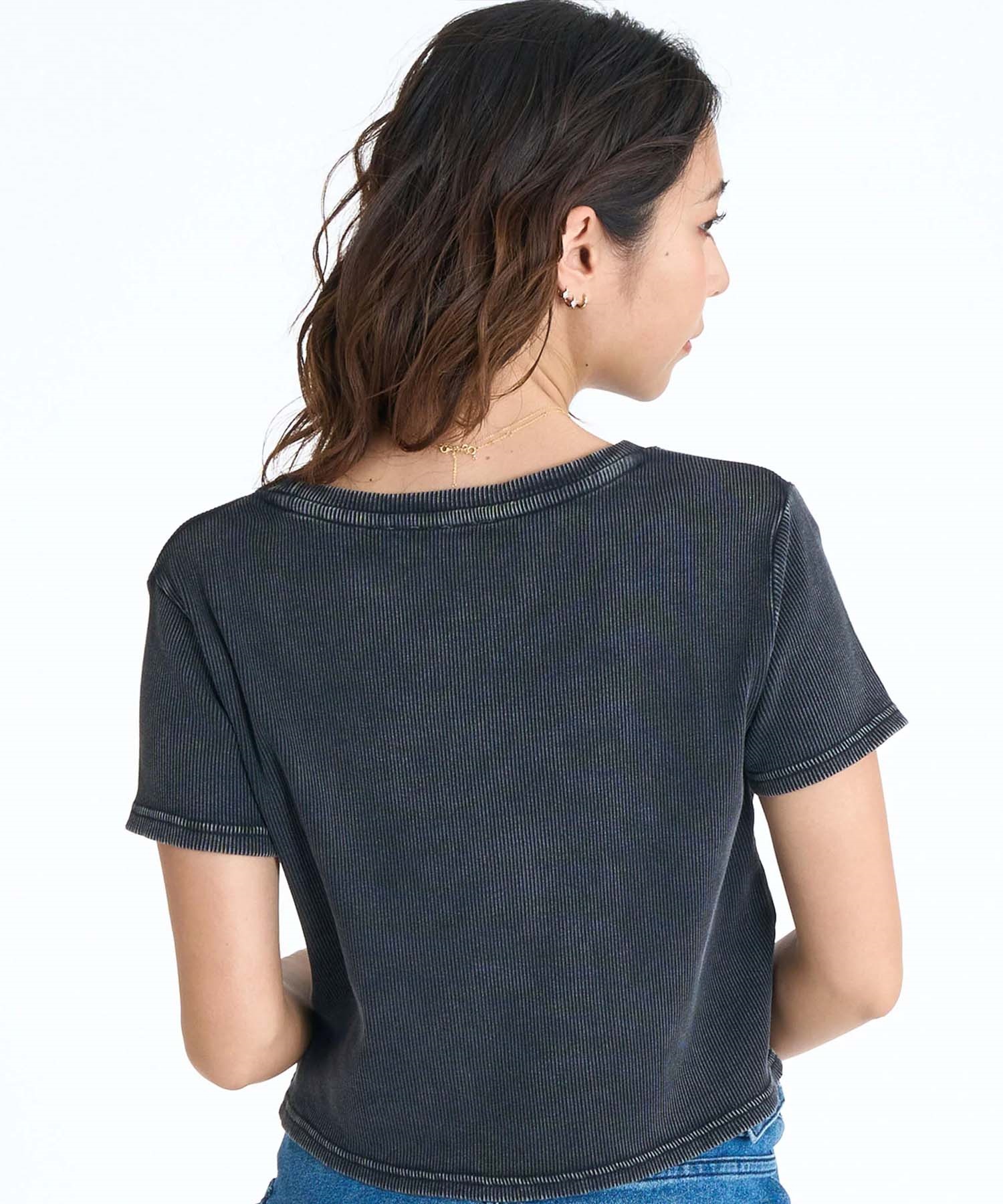 ROXY ロキシー × NANAHA 半袖 Tシャツ レディース リブ クロップド丈 ショート丈 ROXY CRUISERS RST252606T(BBK-M)
