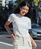 ROXY ロキシー × NANAHA 半袖 Tシャツ レディース リブ クロップド丈 ショート丈 ROXY CRUISERS RST252606T(BBK-M)