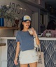 ROXY ロキシー × NANAHA 半袖 Tシャツ レディース リブ クロップド丈 ショート丈 ROXY CRUISERS RST252606T(BBK-M)