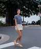 ROXY ロキシー × NANAHA 半袖 Tシャツ レディース リブ クロップド丈 ショート丈 ROXY CRUISERS RST252606T(BBK-M)
