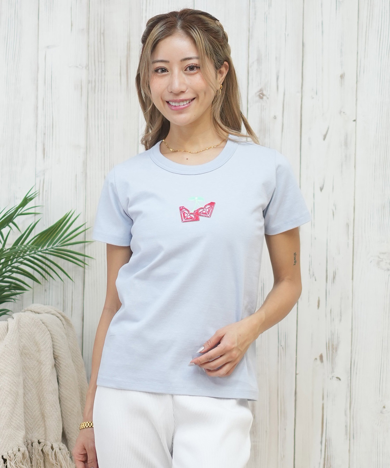 ROXY ロキシー 半袖 Tシャツ レディース ロゴ チェリー ラメ CHERRY CHERRY SS TEE RST252062M(BBK-M)