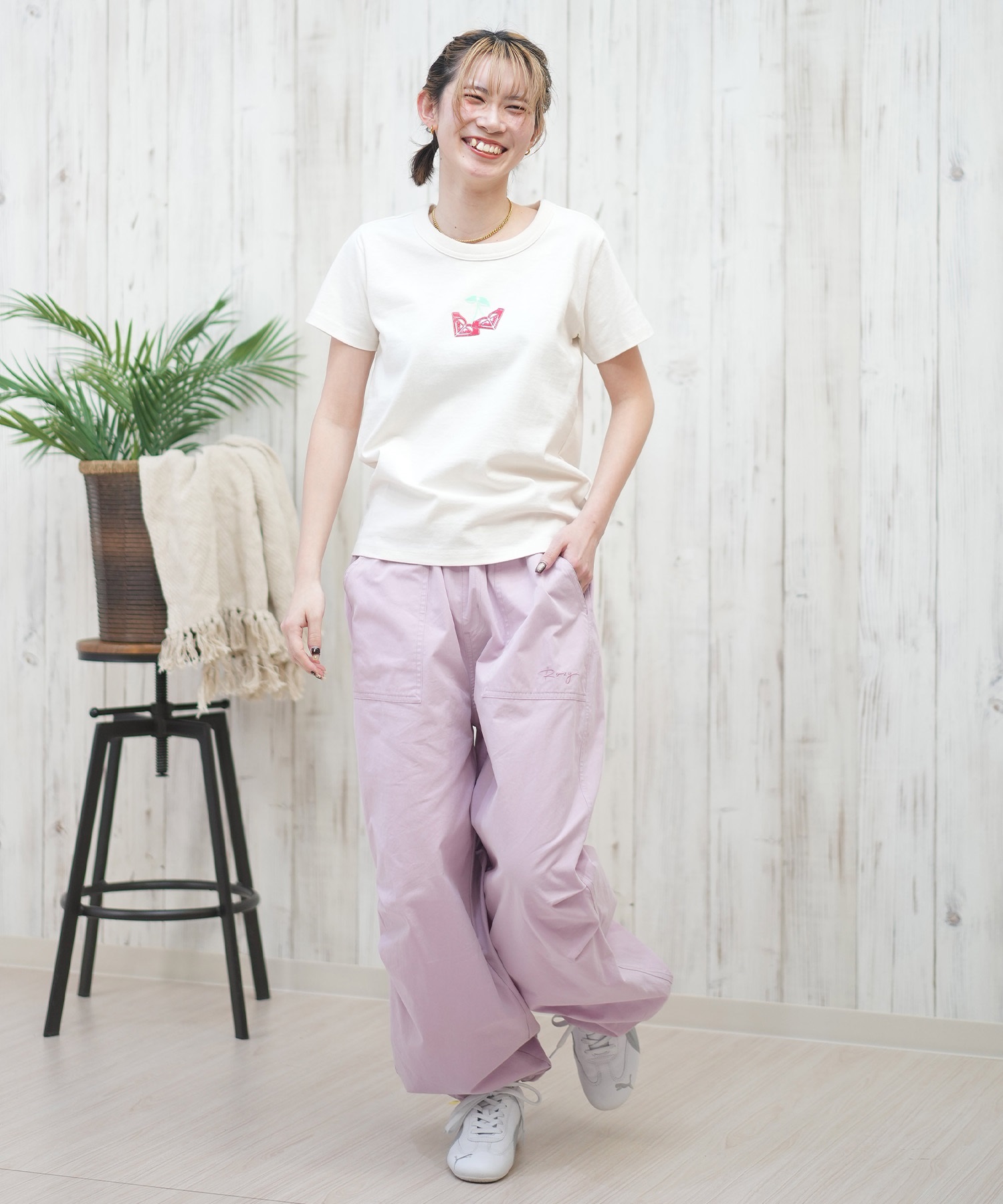 ROXY ロキシー 半袖 Tシャツ レディース ロゴ チェリー ラメ CHERRY CHERRY SS TEE RST252062M(BBK-M)