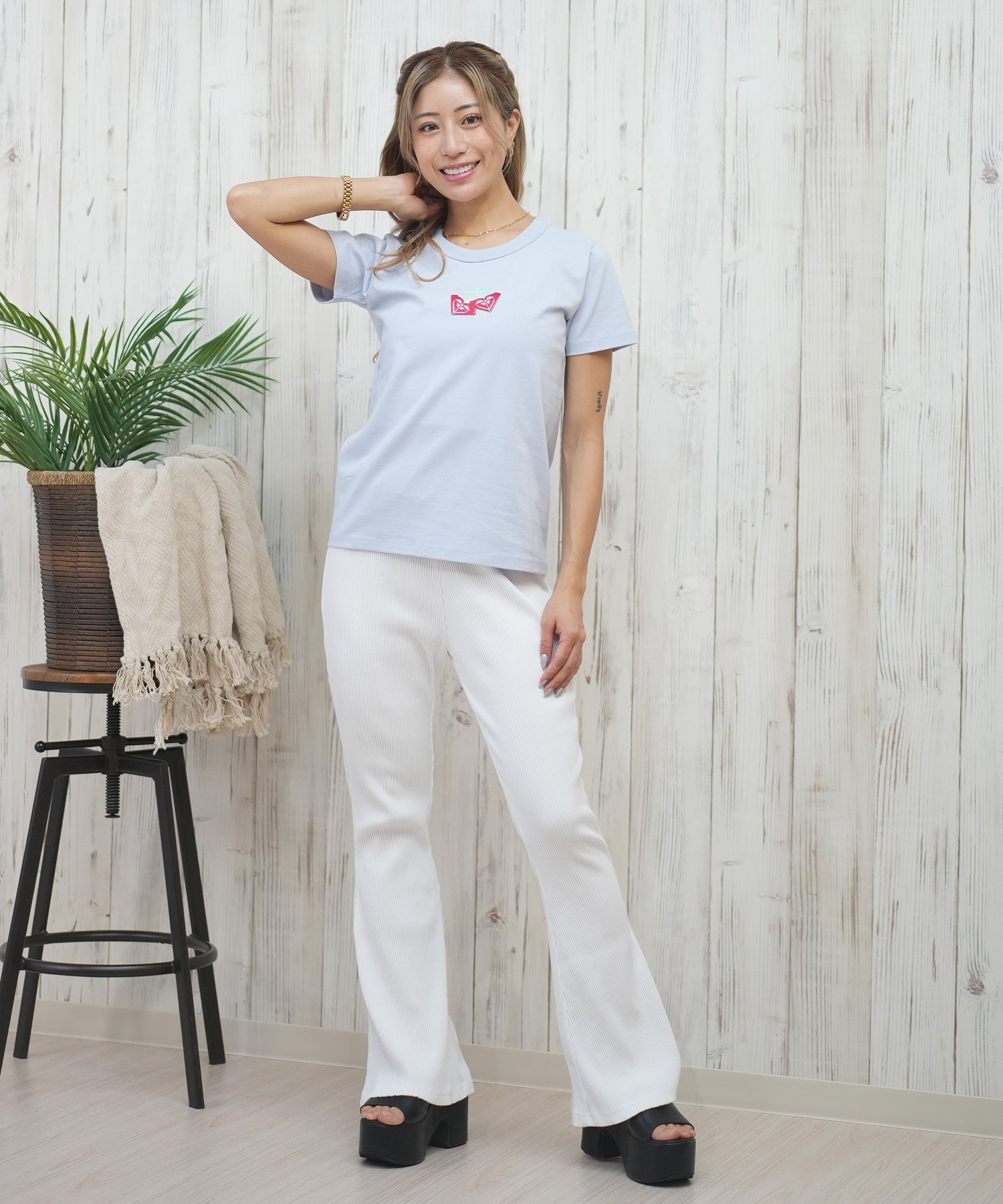 ROXY ロキシー 半袖 Tシャツ レディース ロゴ チェリー ラメ CHERRY CHERRY SS TEE RST252062M(BBK-M)