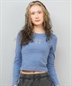 ROXY ロキシー 長袖 Tシャツ ロンT レディース クロップド丈 ショート丈 ロゴ SPARKLY ロンT RLT254035(BLU-M)