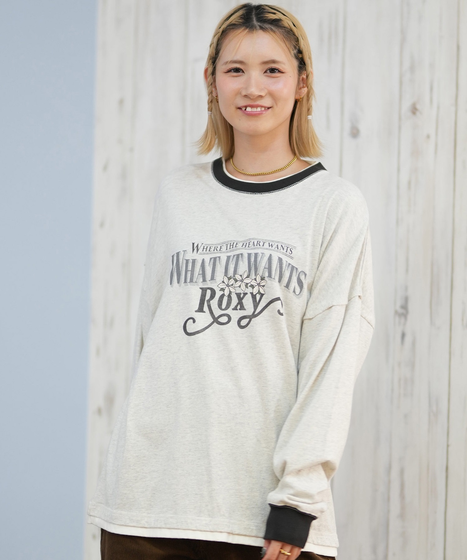 ROXY ロキシー 長袖 Tシャツ ロンT レディース ロゴ 古着風