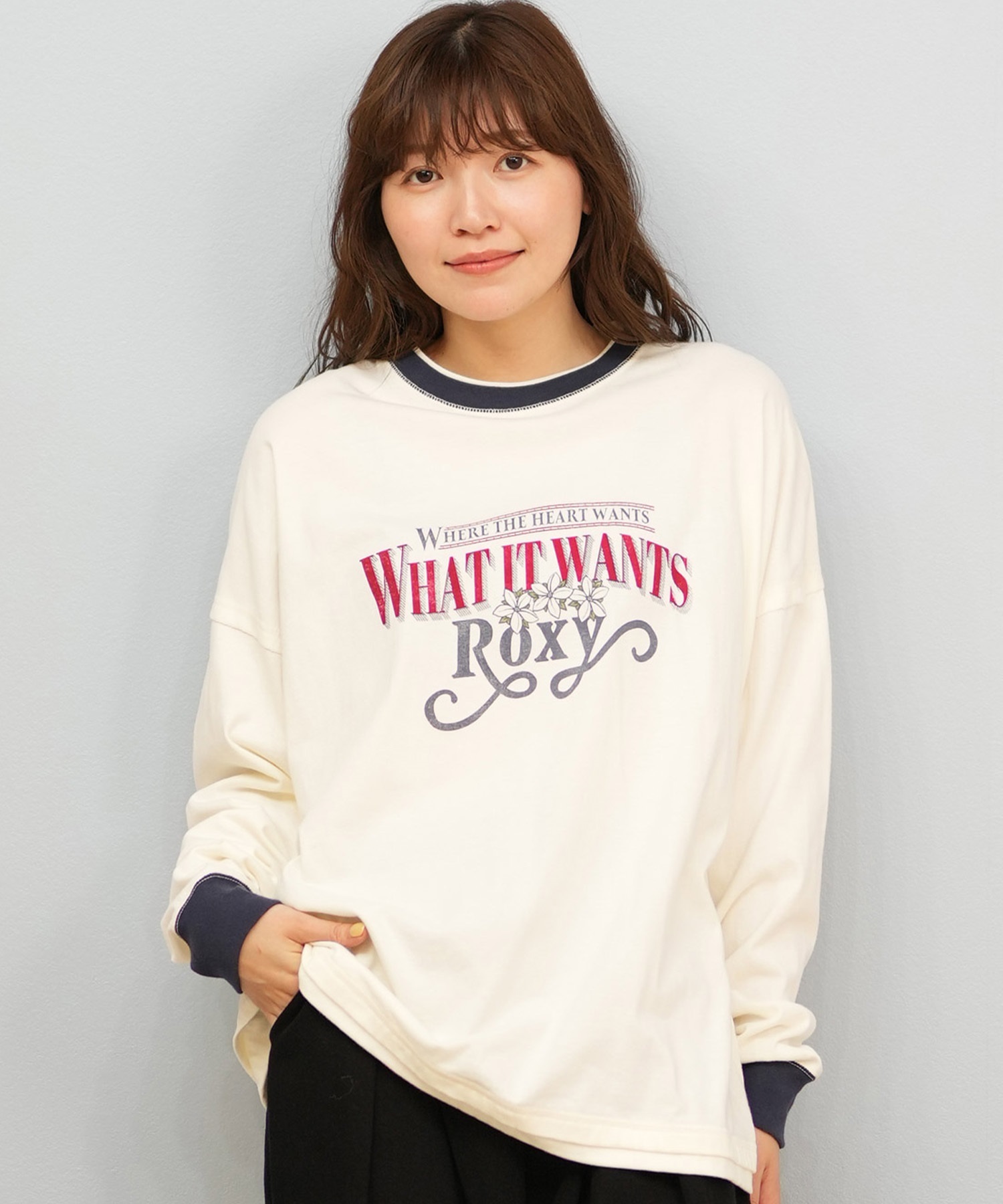 ROXY ロキシー 長袖 Tシャツ ロンT レディース ロゴ 古着風