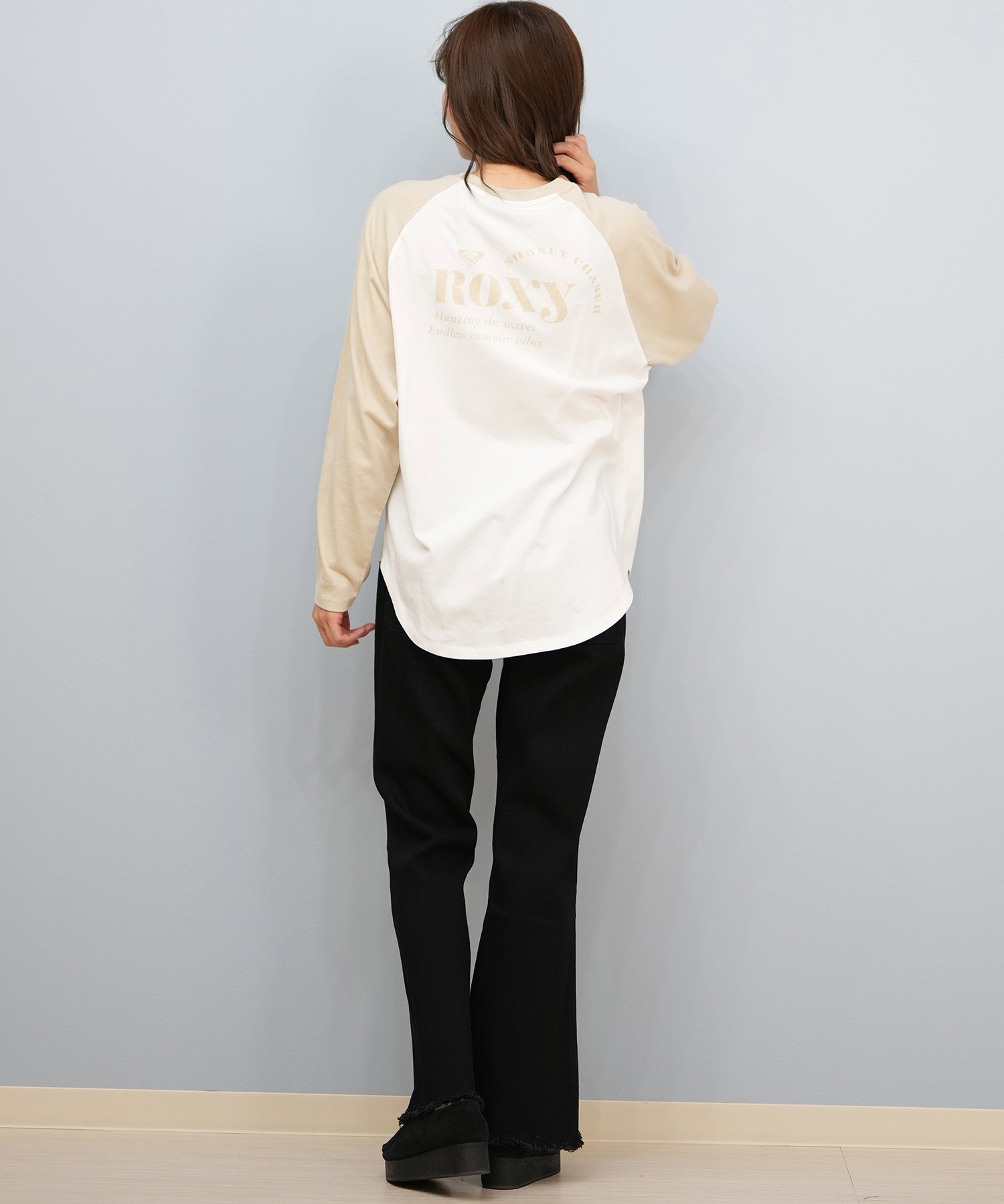 ROXY ロキシー 長袖 Tシャツ ロンT レディース シンプル SUNSET CHASER RAGLAN ロンT RLT254629M(BEG-M)